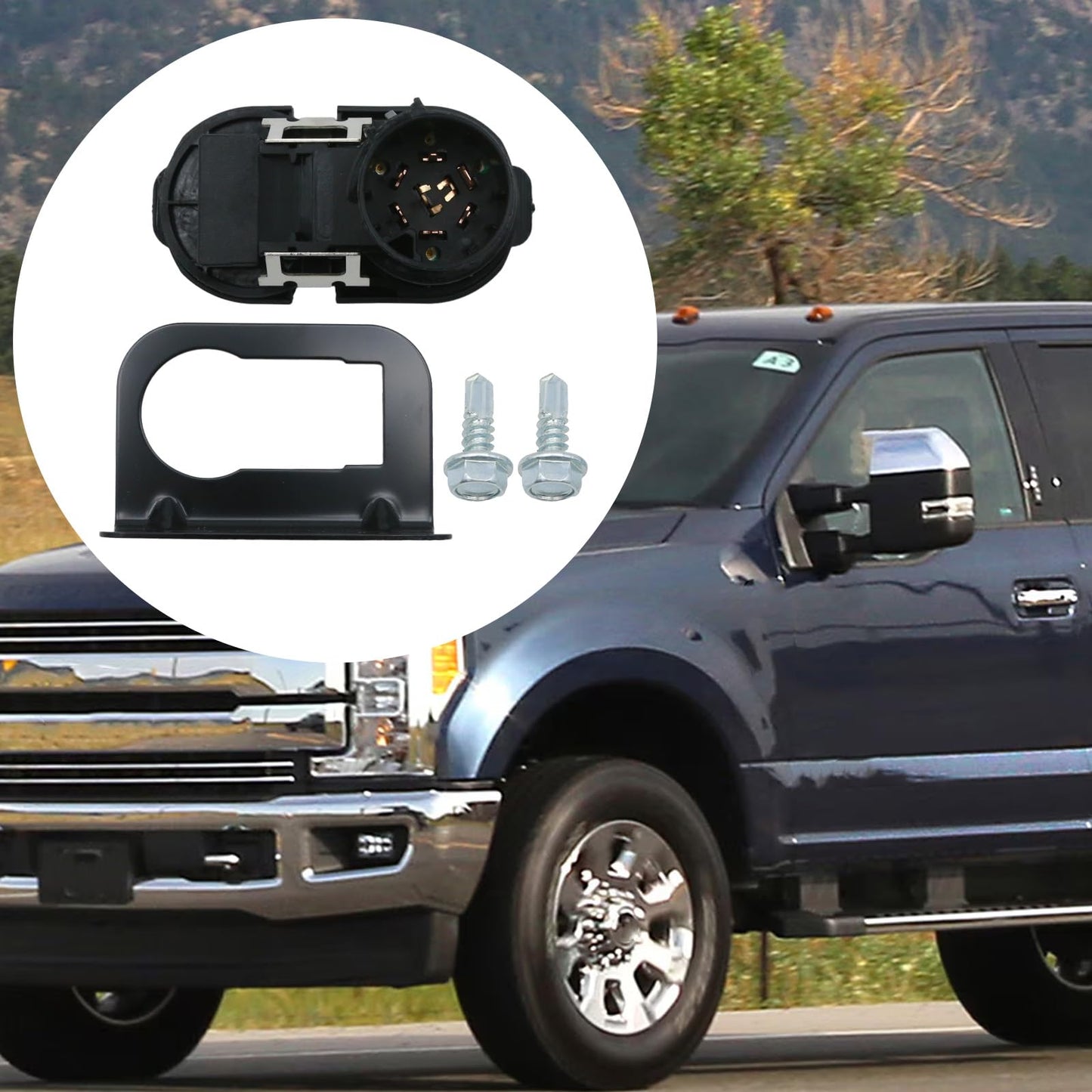 Anxingo 9U5Z-14489-MAA Trailer Brake Harness Towing 7-Pin Round 4-Pin Flat Plug Connector, Replacement for Ford E-150 2009-2019, Replaces 9U5Z-14489-MAA