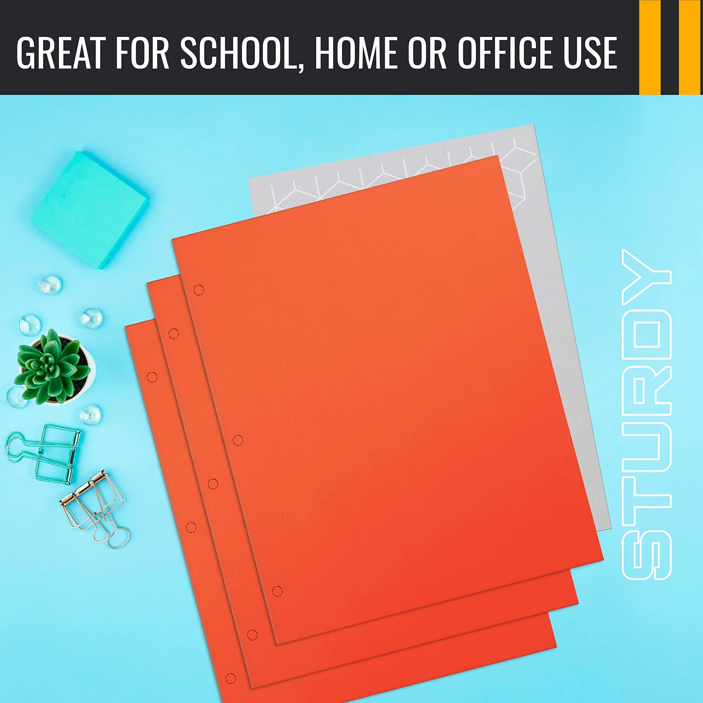 Better Office Products Two Pocket Portfolio Folders, 50-Pack, Orange, Letter Size Paper Folders, 50 Pieces, Orange