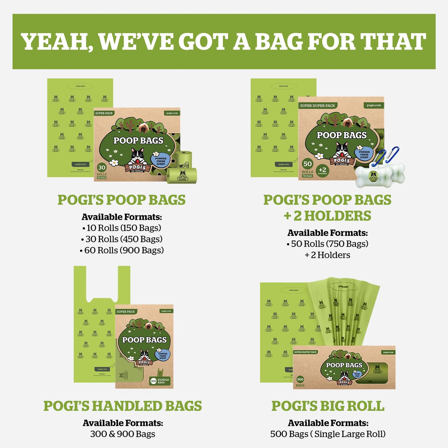 Pogi’s Poop Bags - Large, Leak-Proof Pet Waste Bags, Fresh Scent - 60 Rolls (900 Bags)