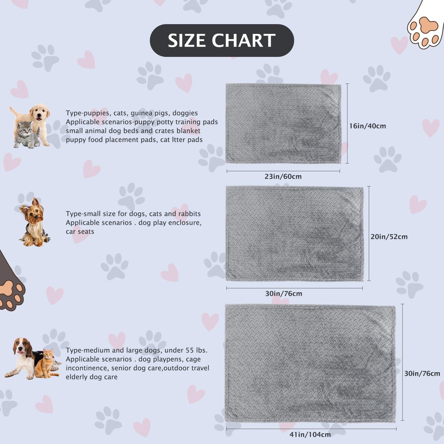 BVAGSS 6 Pack Small Dog Blanket, Super Soft Warm Pet Cover Blankets, Paw Print Puppy Fleece Flannel Blanket for Small Medium Dogs and Cats MW003 (Grey Wheat Ears, Large (41 * 29.9"))