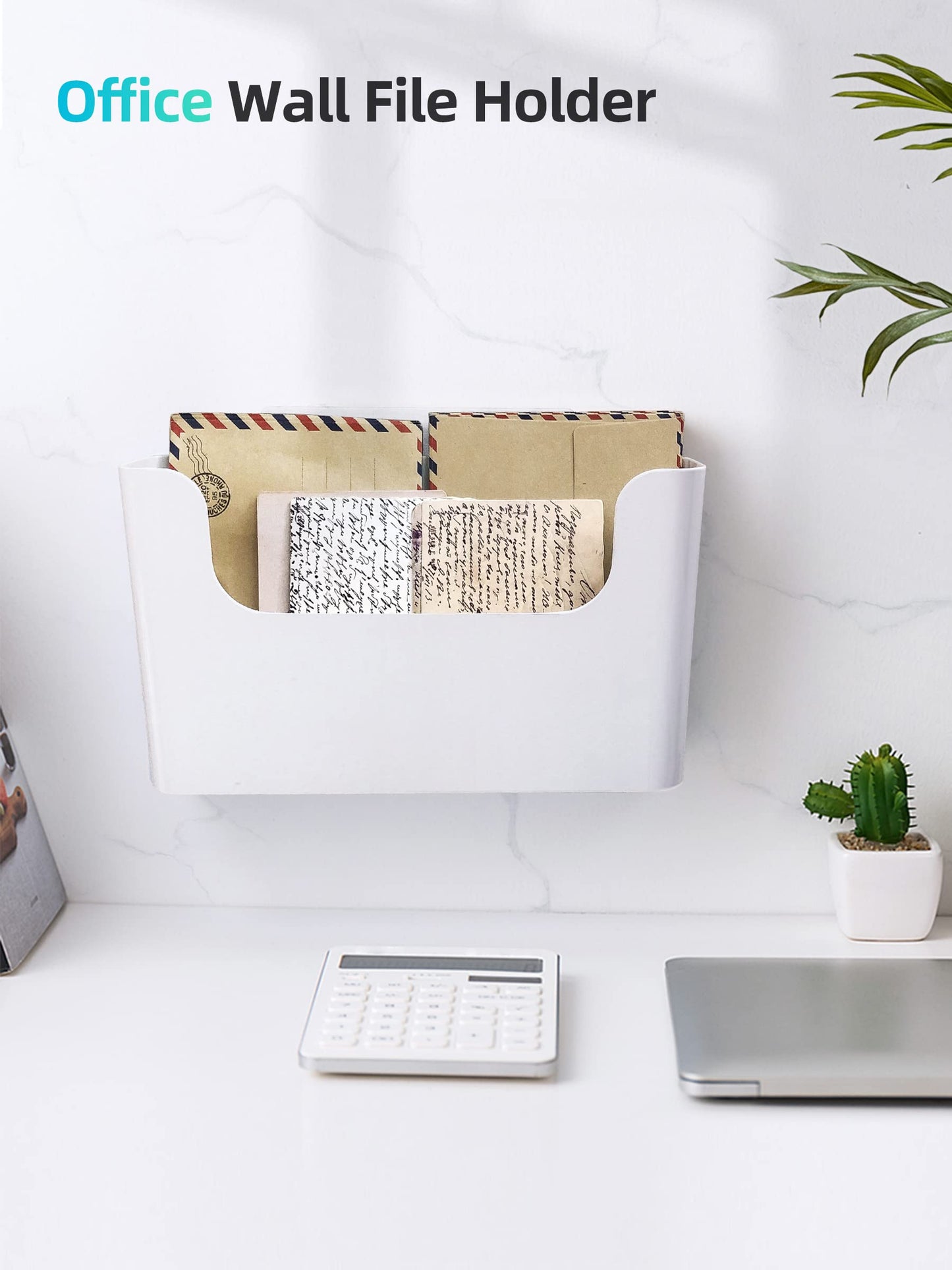 FKTXCO 3 Pack Wall Mount Folder Holder File Organizer No Drilling File Holder Hanging File Door Office Magazine Mail Holder Mail Supplies Storage Envelope Planner Wall Single Pocket Off White