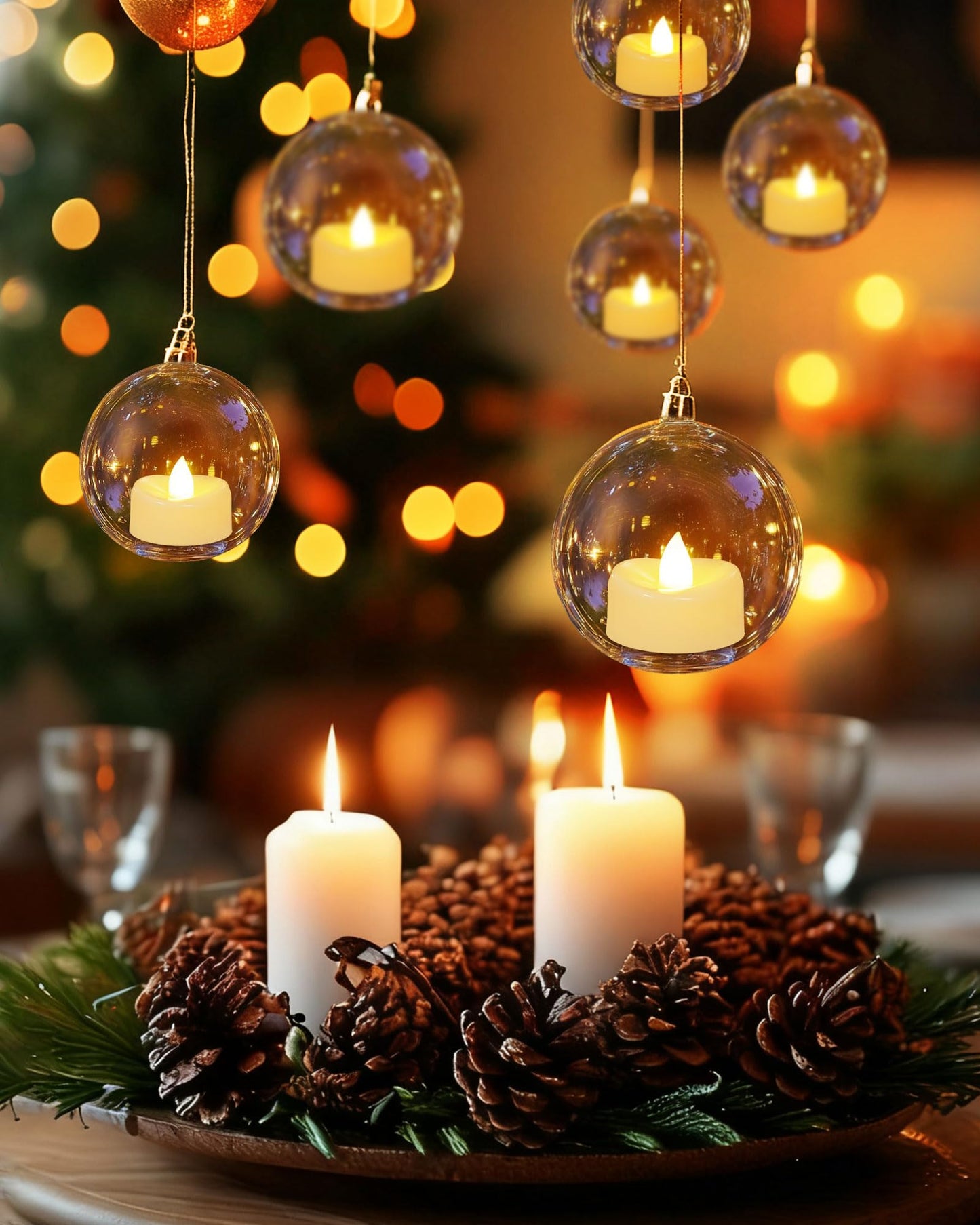 AMAGIC Battery Flameless Warm White Tealight 50 Pack Fake Elecreic Realistic Bright Candles Last 100+ Hours, for Christmas Decoration, Romantic Nights, Table Centerpiece, Diwali