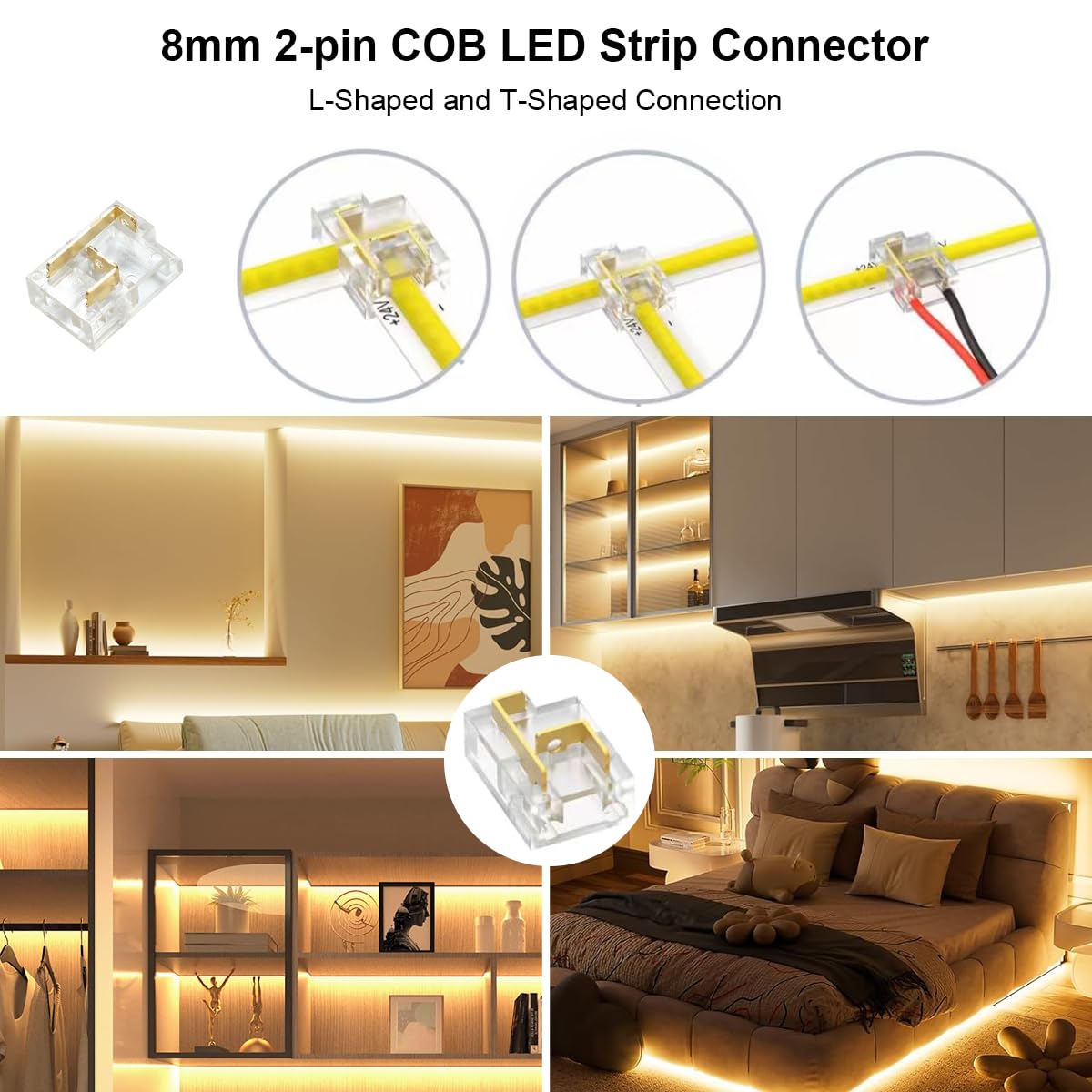20M COB LED Strip Light with Remote, 3000K Dimmable Bright Warm White Led Lights Strip, Flexible DC24V Led Tape Light for Bedroom, Kitchen, DIY Lighting (2 Rolls of 10M)