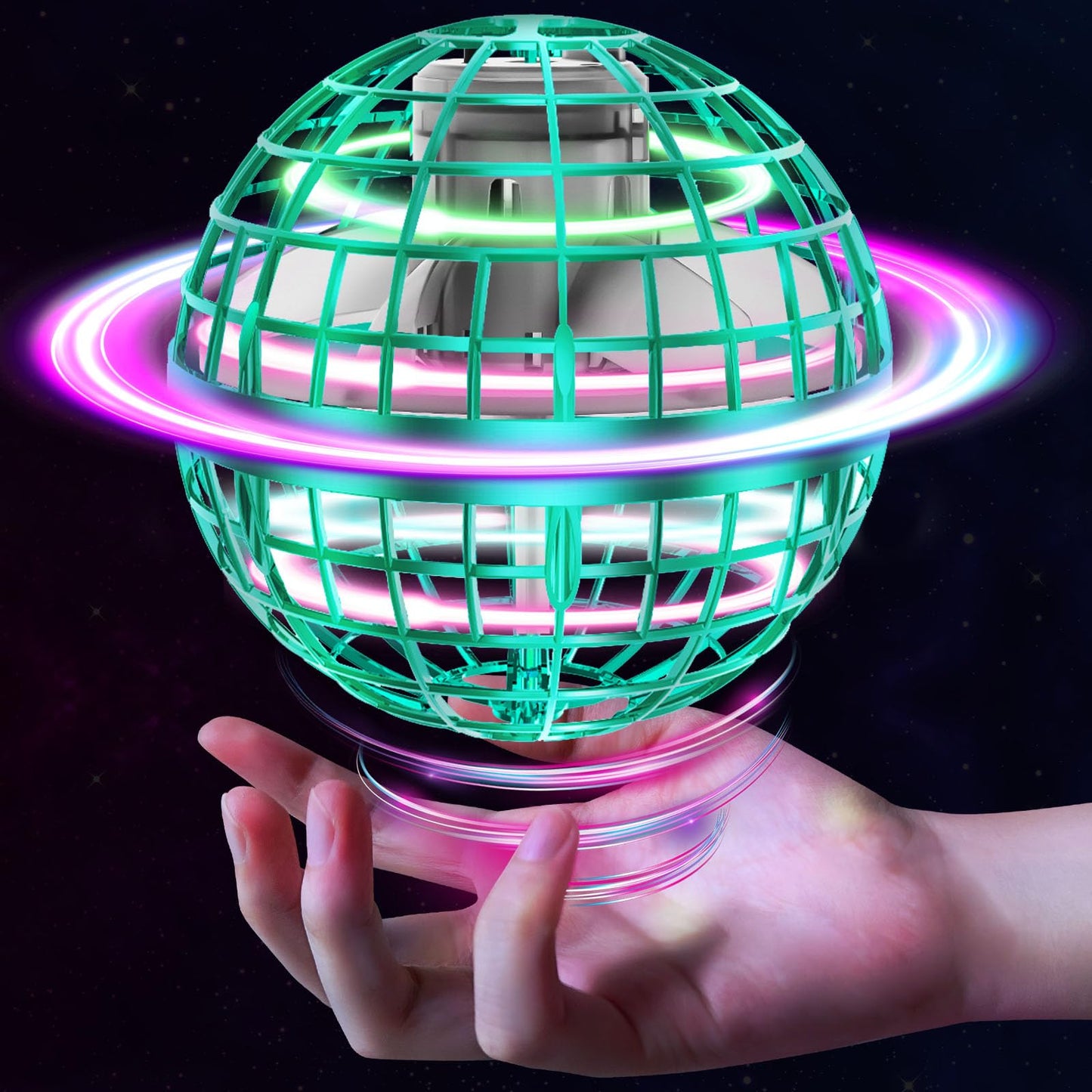 Tikduck Flying Orb Ball Toys Soaring Hover Pro Boomerang Spinner Hand Controlled Mini Drone Globe Shape Spinning Safe for Kids Adults Outdoor Indoor (Green)