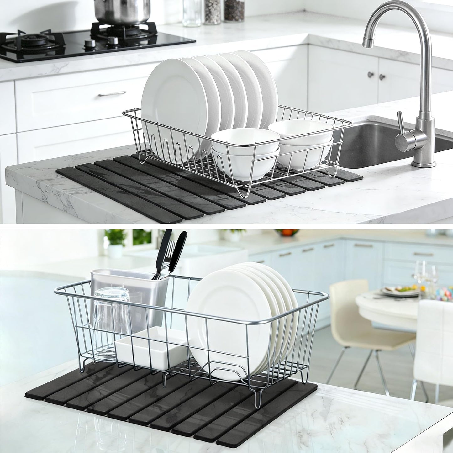 Large Stone Drying Mat for Kitchen Counter&Bathroom, Quick Dry Stone Dishes/Bathroom Mat, Foldable Drying Organizer Pad Suitable for Plate Rack Utensils, Apartment Essentials Decor
