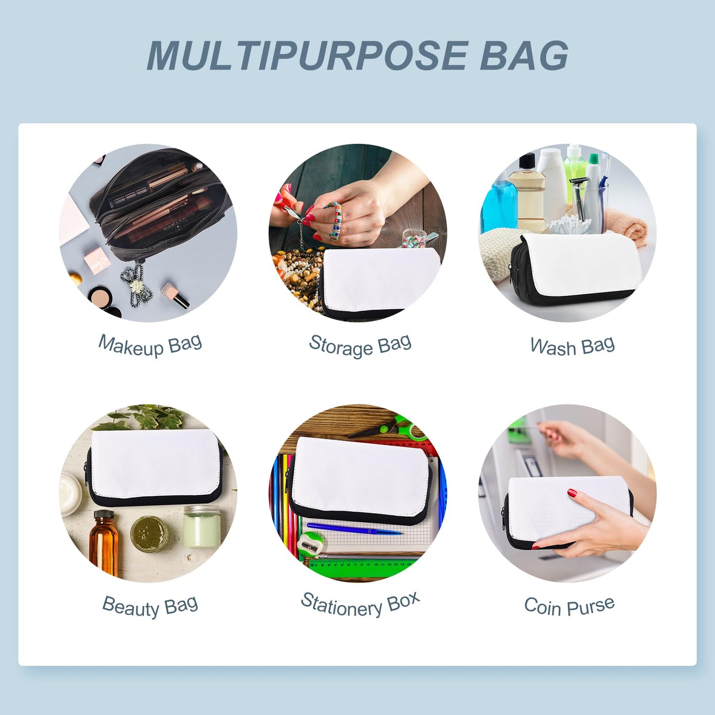 KKSUBCA sublimation Makeup Bag Blank, 8 PCS, Sublimatable Makeup Bag