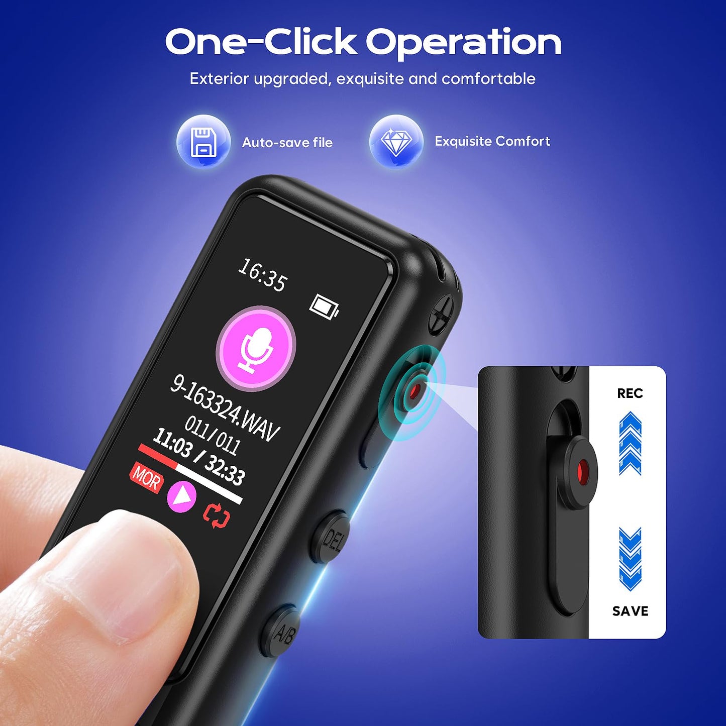 128GB Voice Recorder - ZIPCIDE Digital Voice Activated Recorder with Intelligent Noise Reduction, Professional Dictaphone Tape Recorder Device with Playback for Lectures Meeting/Classes/Interview