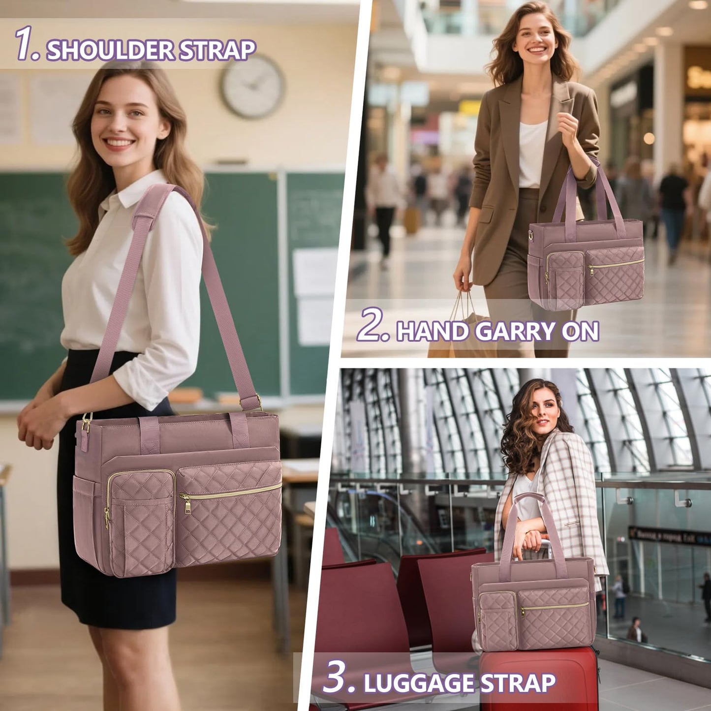 SDYSM Teacher Tote Bag for Women 15.6 inch Laptop Bag Work Bags Nurse Tote Professional Computer Messenger Shoulder Bags Laptop Briefcase for Office, College, Nursing