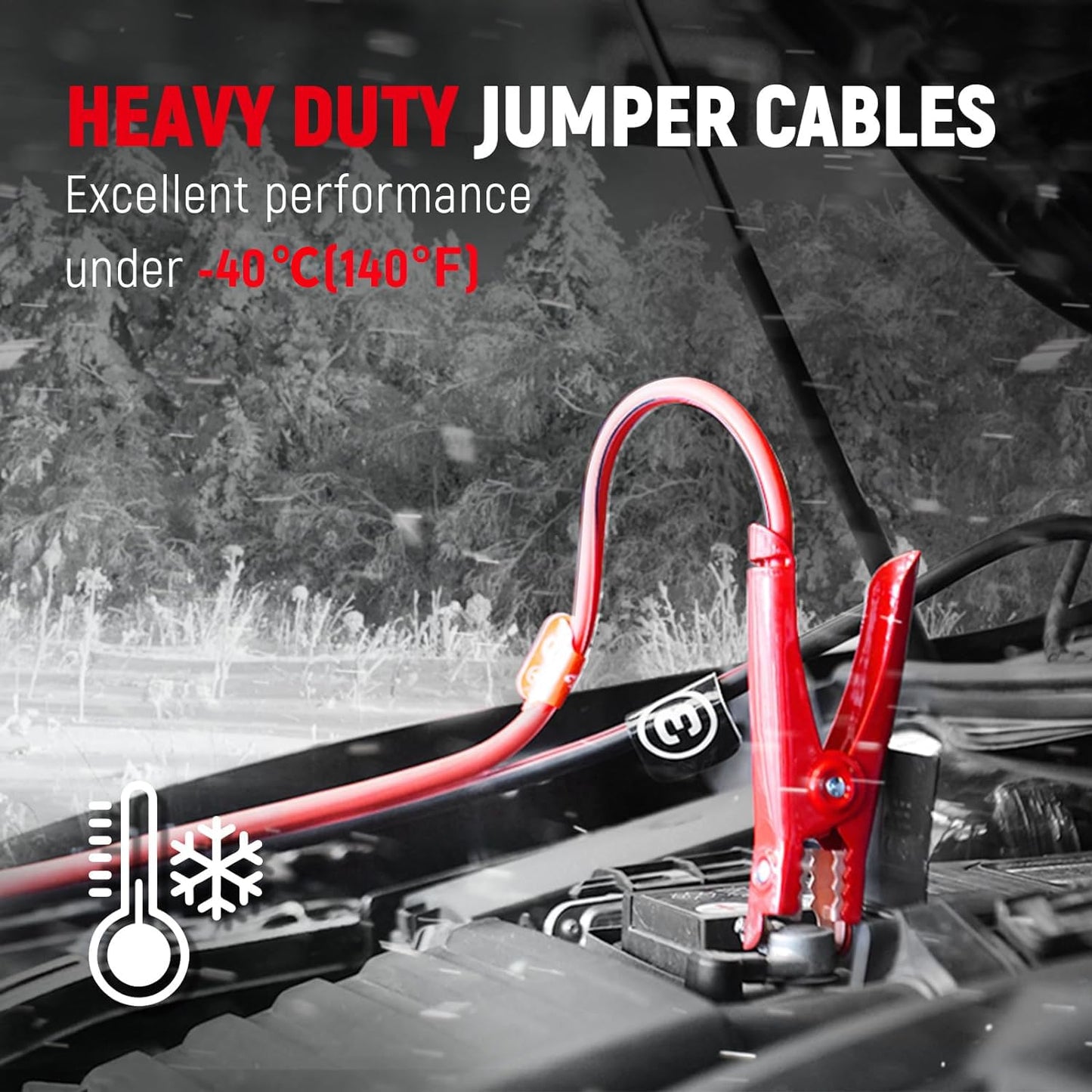 TOPDC Jumper Cables 4 Gauge 20 Feet -40℉ to 167℉ Heavy Duty Booster Cables with Carry Bag (4AWG x 20Ft)