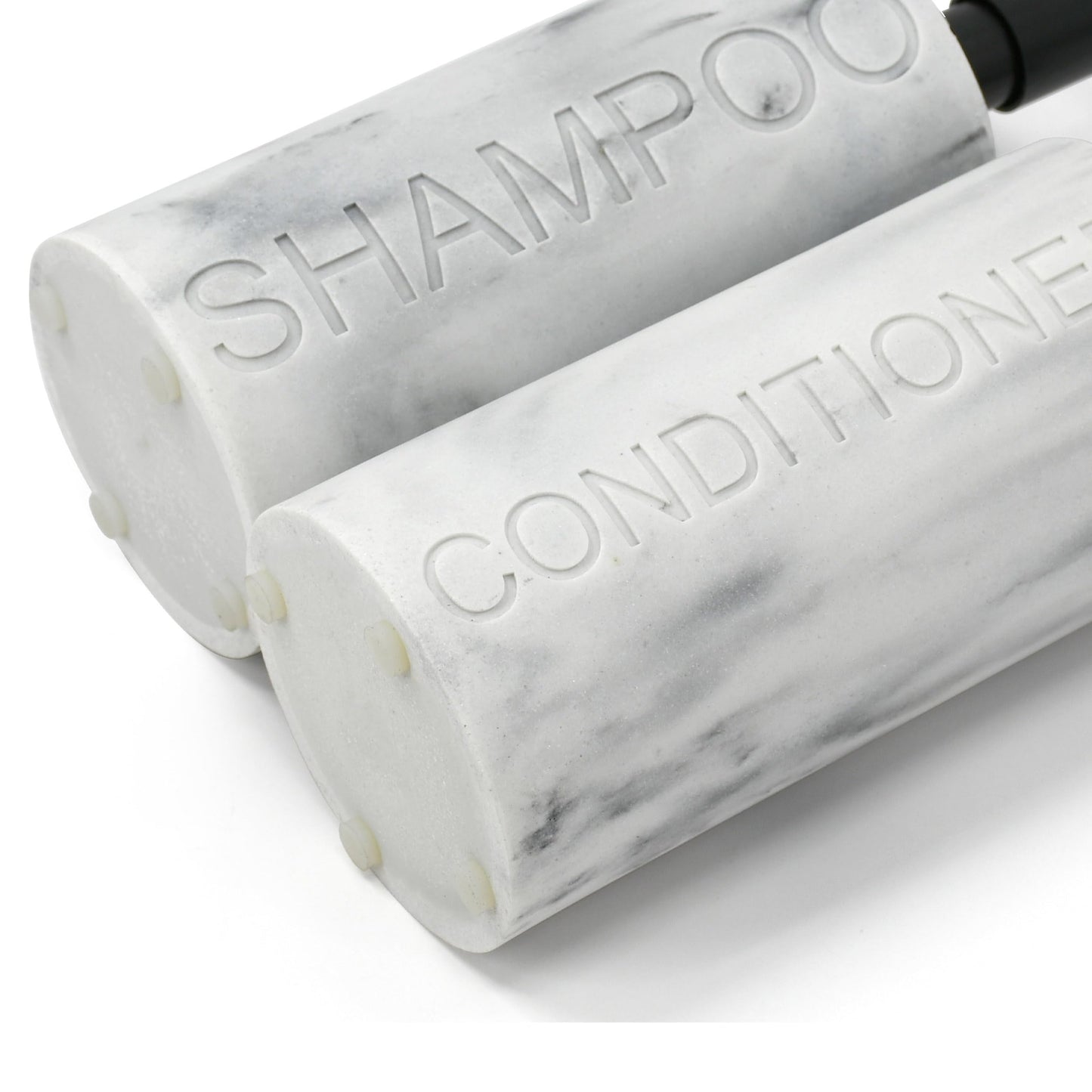 Indecor Home Marble Resin 2 Piece Shampoo and Conditioner Dispenser Set, Luxurious Refillable Pump Bottles with Matte Pump Top and Embossed Text, Durable Design for Bathroom and Shower