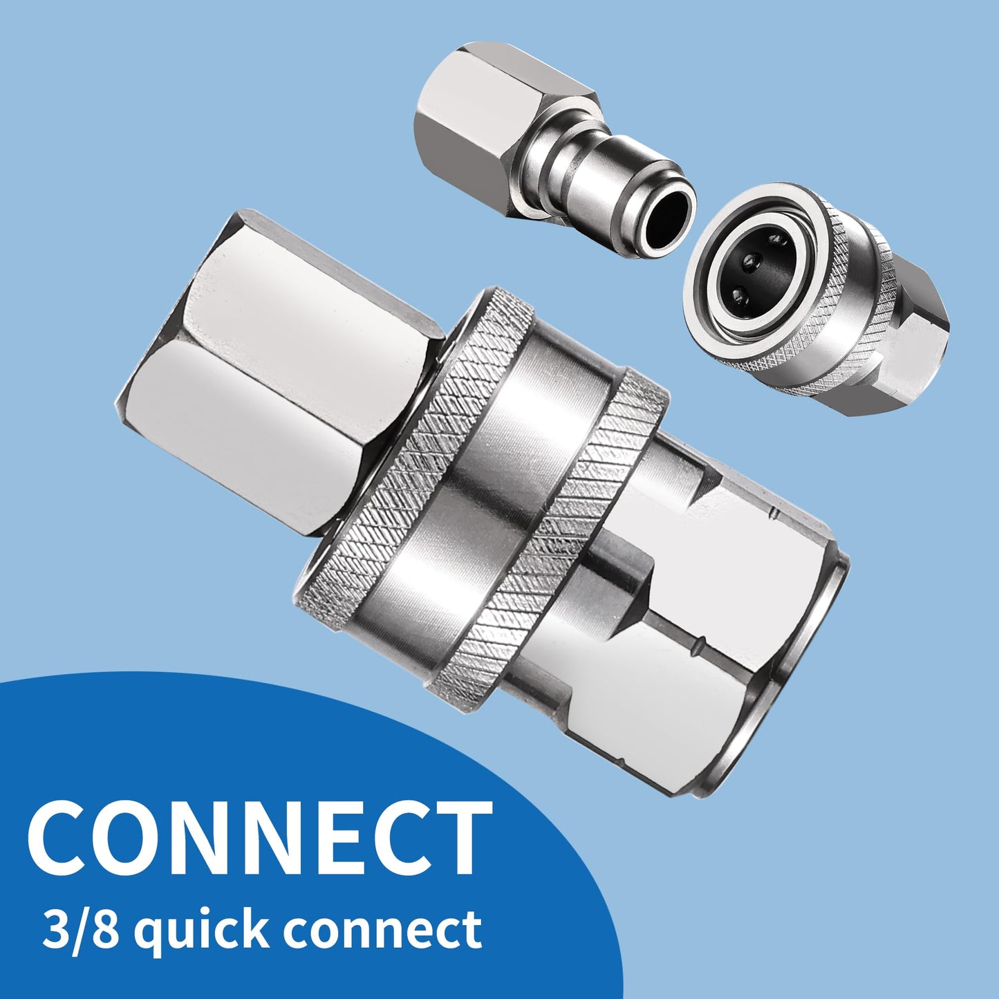 FENG PAI 12Pcs NPT 3/8 Inch Pressure Washer Adapter Set, 6 Sets Stainless Steel Internal Male and Female Quick Connector Kit, Pressure Washer Internal Female and Male Thread Fitting
