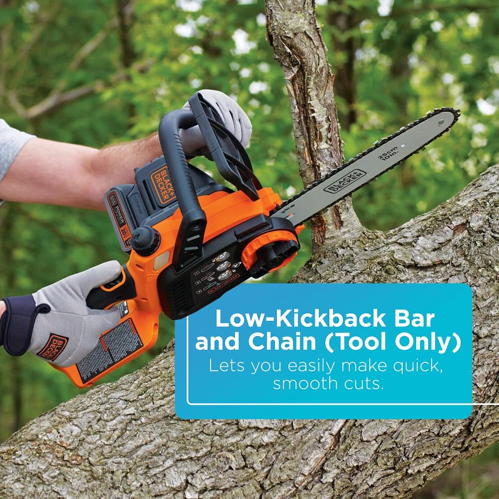 BLACK+DECKER 20V Max Cordless Chainsaw, 10-Inch, Tool Only (Battery & Charger Sold Separately) (LCS1020B-CA)