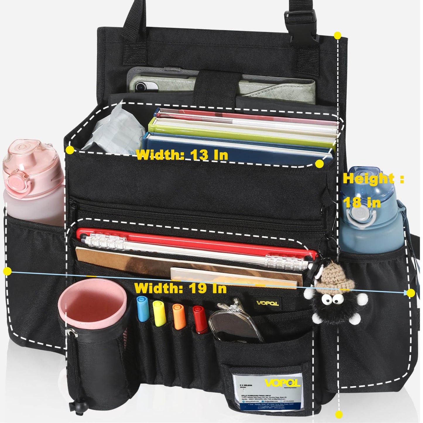 VOPQL Car Seat Organizer- Multi-Compartment Passenger Seat Organizer, Universal Fit for Front & Back Seats, Ideal for Law Enforcement and Truck Seat Storage, Compatible with Cars, Trucks, and Vans