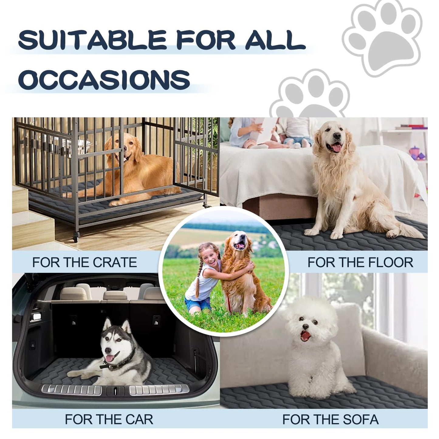 Bubble bear Dog Crate Mat - Upgraded Thick, Ultra Soft, Washable & Anti-Slip Kennel Pad for Small/Medium/Large Dogs, Dark-Hued to Hide Stains (42"x28")