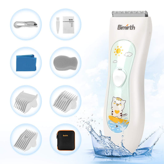 Bimirth Baby Hair Clipper - Hair Trimmer for Kids and Toddlers - Waterproof, Rechargeable, Cordless Hair Cutting Machine for Children (with Bag)