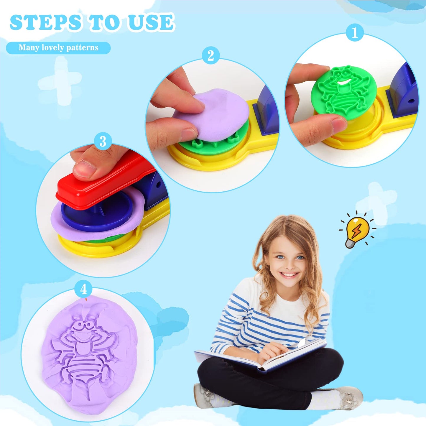 Oun Nana 144 PCS Dough Tools Set for Kids Ages 3-8 – Includes Letter & Number Cutters, Animal Cutters, Dinosaur Molds, Extruder, Scissors, Rollers, Dough Mat, Storage Bag