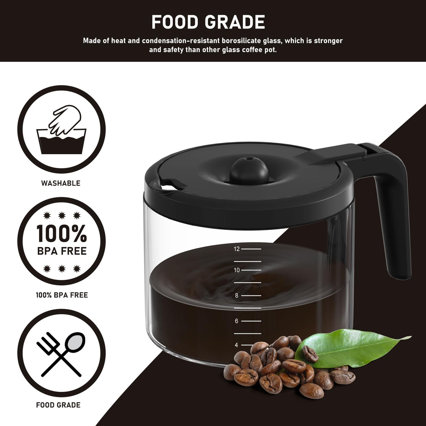 12-Cup Coffee Pot Replacement Compatible with Keurig 5000 & K-Duo Essentials Hot & Cold Brewer Models (NOT Fit K-Duo 5100 Single Server Model)