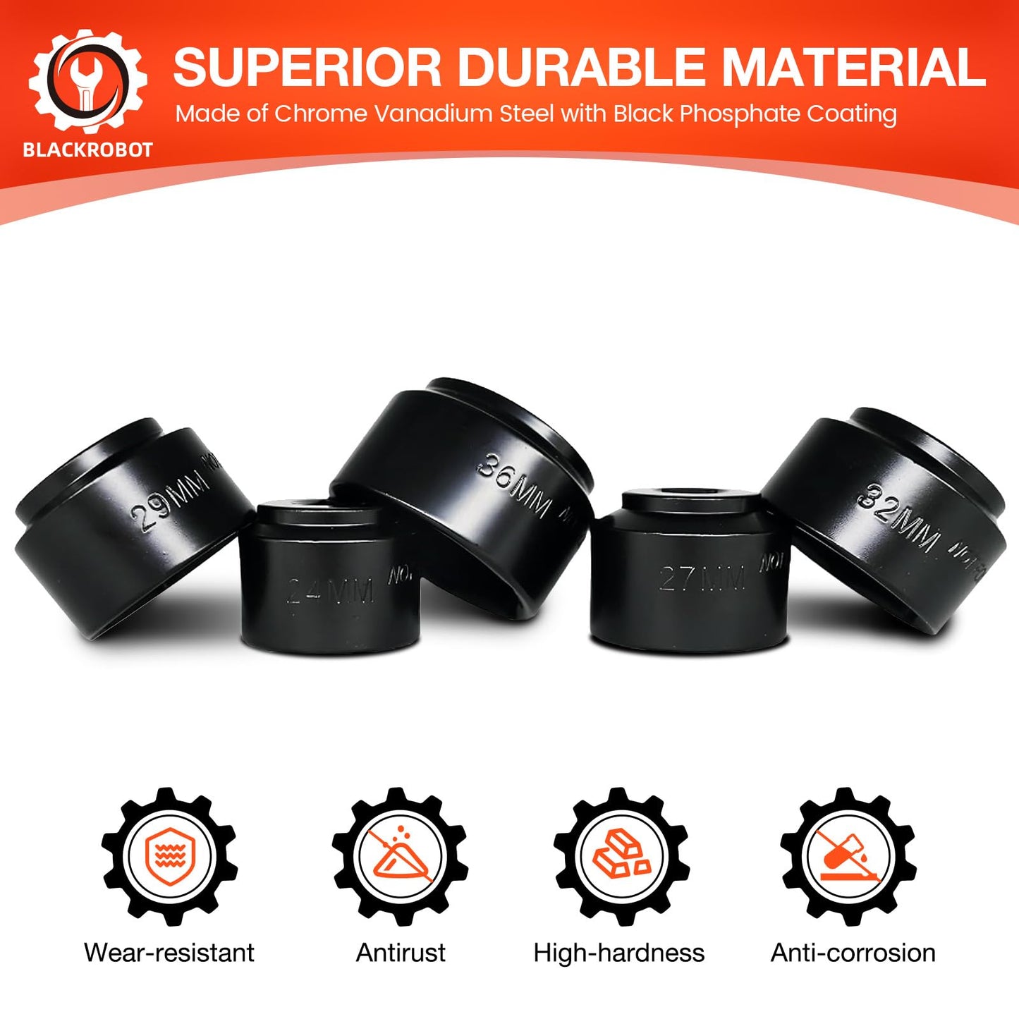 8 Pieces 3/8” Drive Low Profile Oil Filter Socket Set, Metric Size 24mm 27mm 28mm 29mm 30mm 32mm 36mm 38mm, Chrome Vanadium Steel, 6 Point, Oil Filter Cap Remover and Installer Tool Set