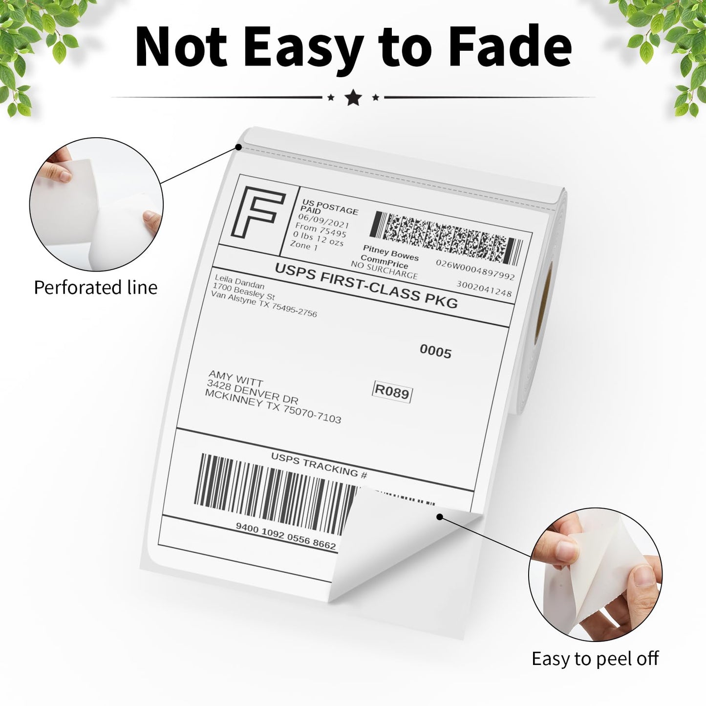 FungLam 6 Rolls 4"x6" Direct Thermal Shipping Labels, Perforated Postage Thermal Label Paper, 250 Labels/Roll, Compatible with JADENS, iDPRT,MUNBYN and Rollo Printers, Total 1500 Labels