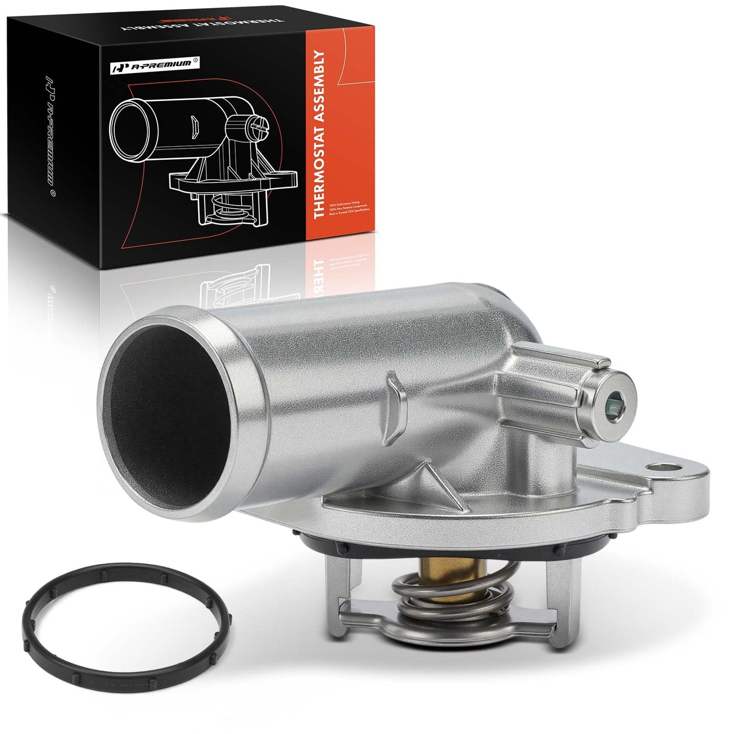 A-Premium Engine Coolant Thermostat Housing Assembly with O-ring Compatible with Jeep Cherokee & Dodge Grand Caravan, Journey, Avenger & Chrysler Town & Country, 200 & Ram C/V & Volkswagen Routan