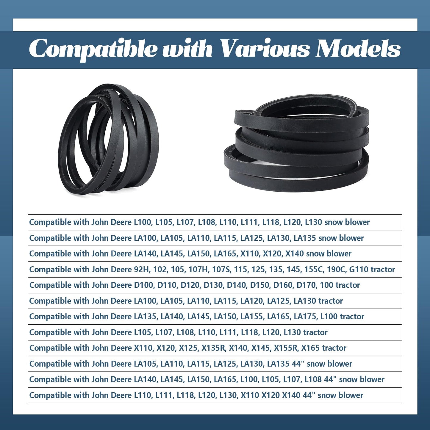 Esttlamer M155885 Drive Belt Compatible with John Deere L100 110 120 130 LA105 115 125 135 X110 140 D100 D120 D125, 44" Snow Blower Heavy Duty V-Belt