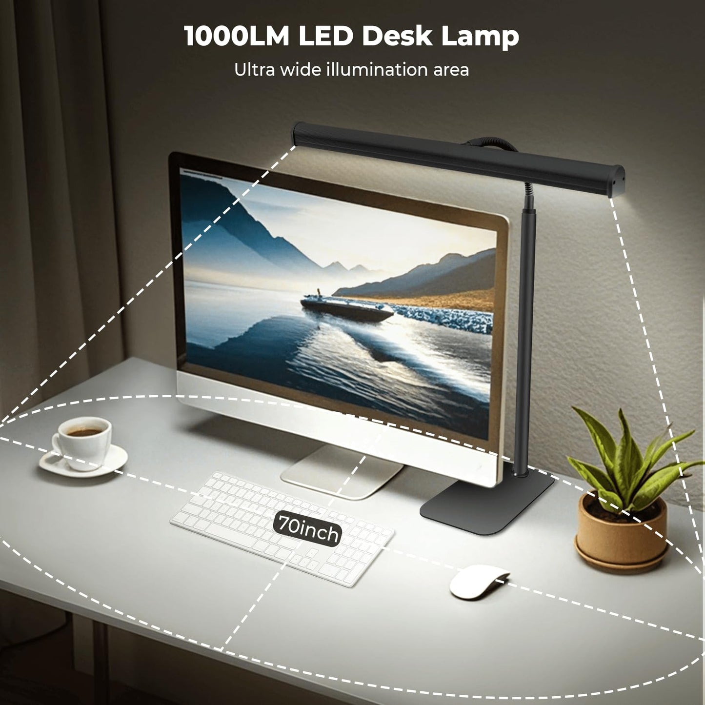 Desk Lamp for Home Office, Eye-Caring Architect LED Table Lamp, 3 Color Modes & 10 Brightness Level Desk Lamp, Adjustable Flexible Gooseneck, 21.5inch Tall Desk Light for Work Study Reading (Black)