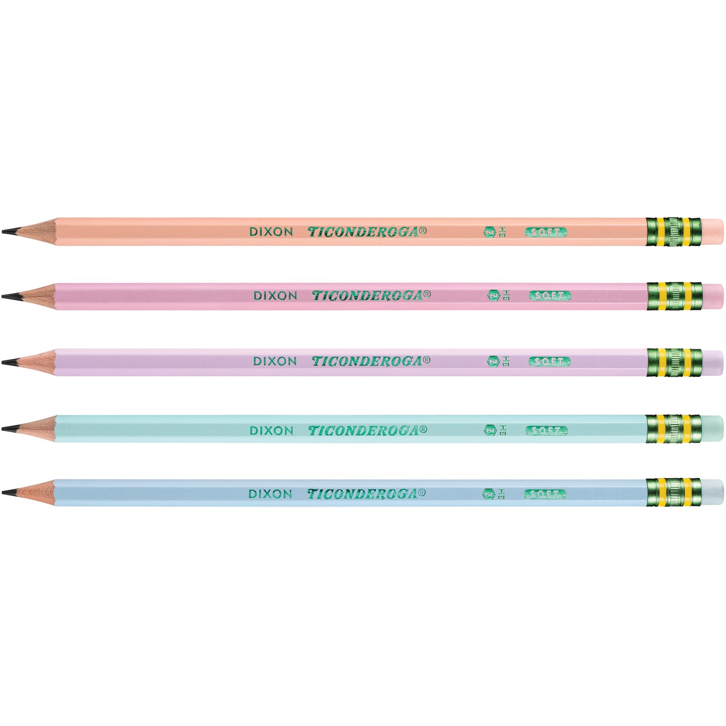 Ticonderoga Wood-Cased Pencils Master Pack, Pre-Sharpened, #2 HB Soft, Pastel Colors, 150 Count