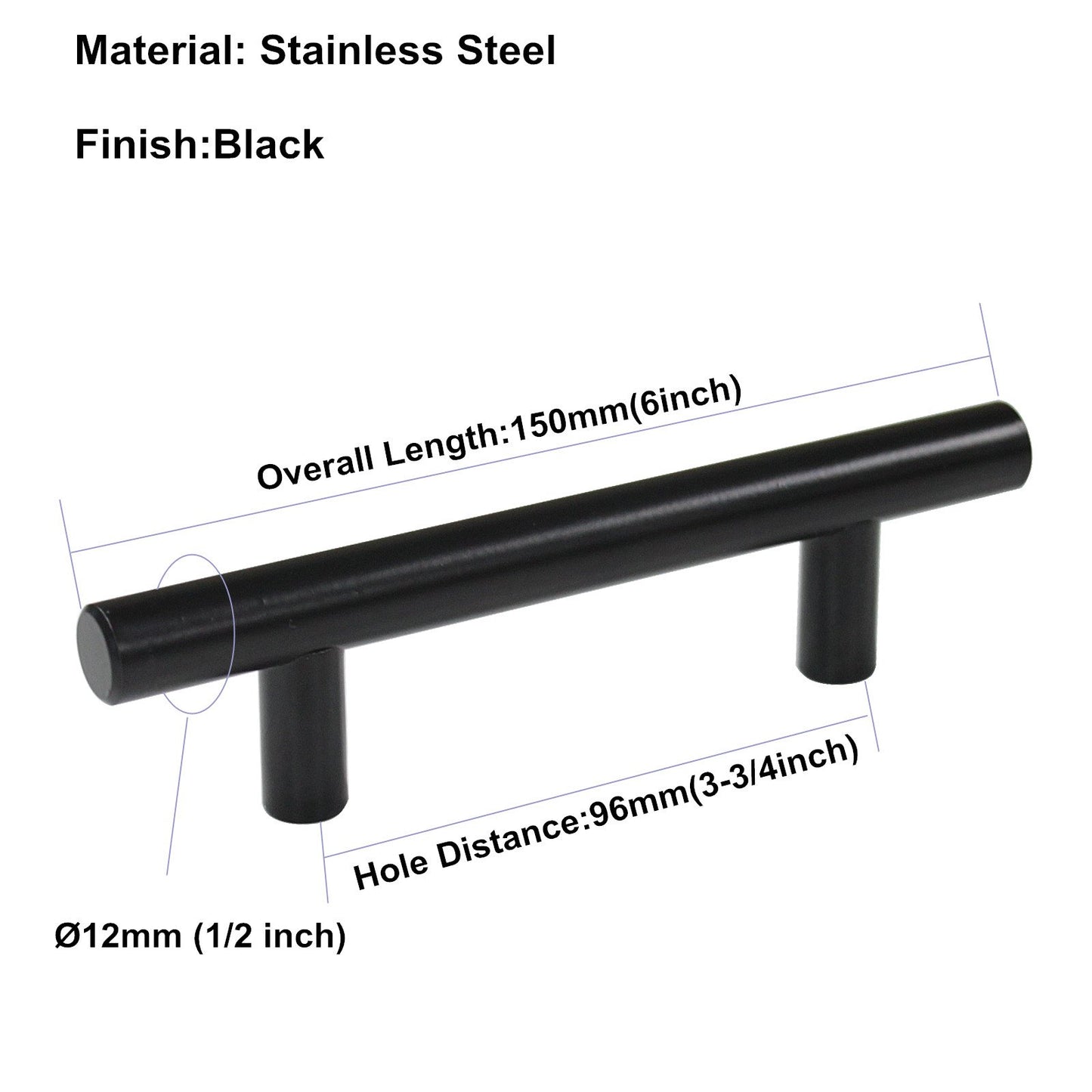 30Packs 3-3/4 inch 96mm Black Kitchen Cabinet Handles Cabinet Door Handle Pull Kitchen Cupboard Handle Black Drawer Pulls