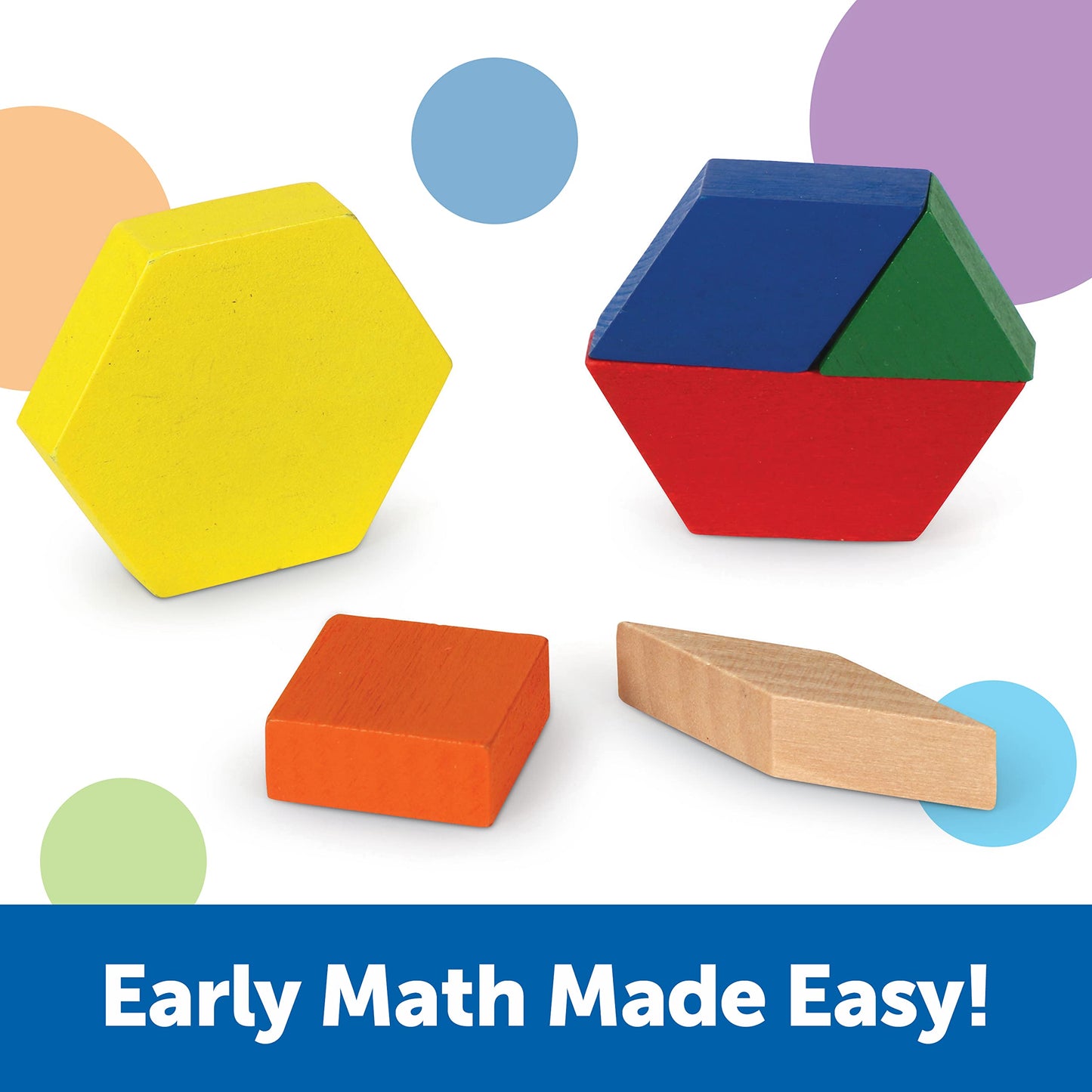 Learning Resources LER0334 Wooden Pattern Blocks, Early Math Concepts, Set of 250, Ages 3+