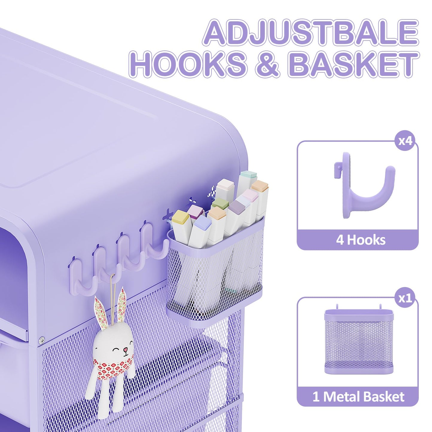 SYKIARIOL Kids Nightstand Side Table, Cute Bedside Table with Storage Drawer, Night Stand for Bedroom Furniture, Small Purple Nightstand for Living Room, Dorm,Office,Purple