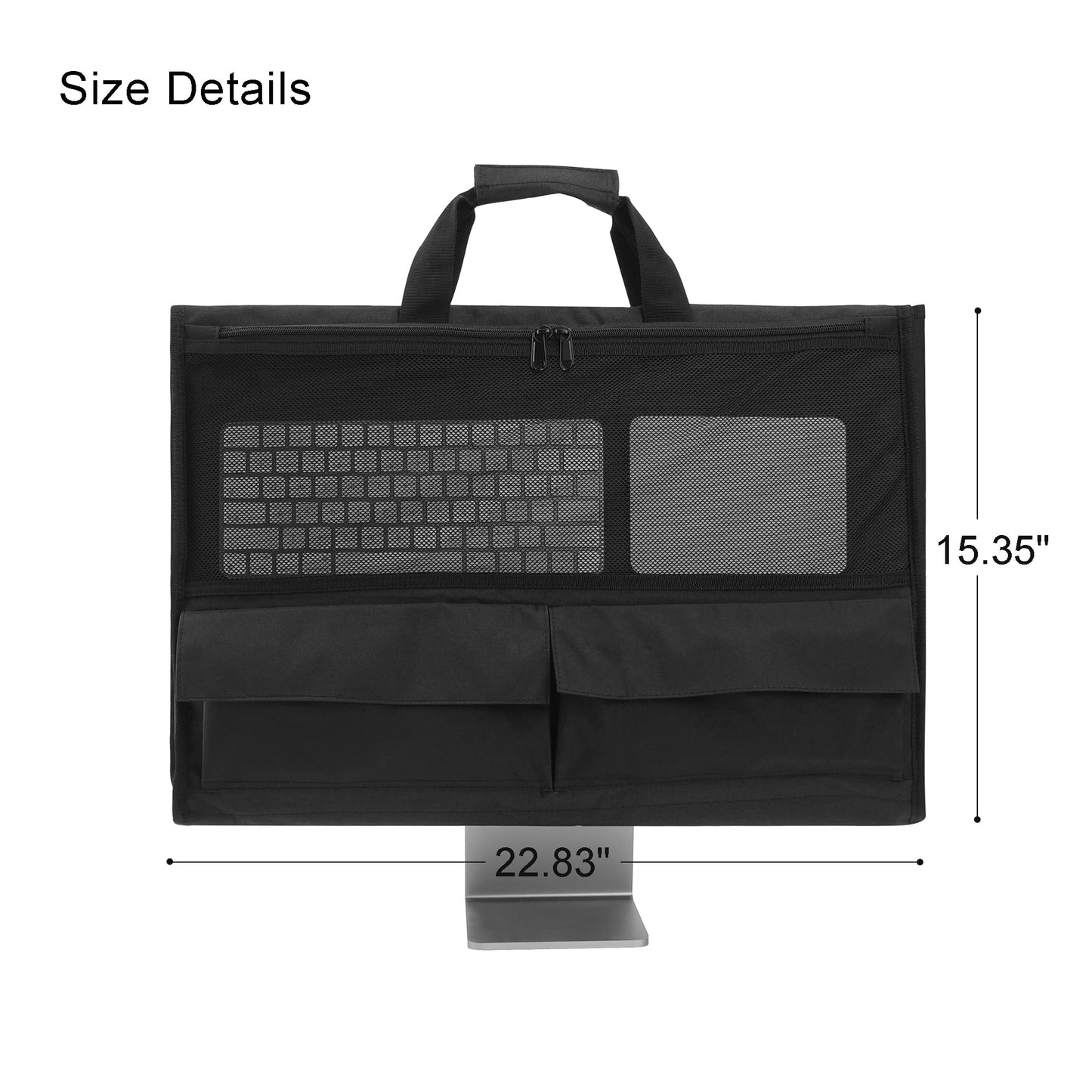 KISLANE Adjustable Travel Carrying Case for 24''~27'' Desktop Monitor(Universal), Protective Storage Bag for iMac Monitor Dust Cover with Carry Handle for 24 & 27 inch iMac Screen and Accessories(