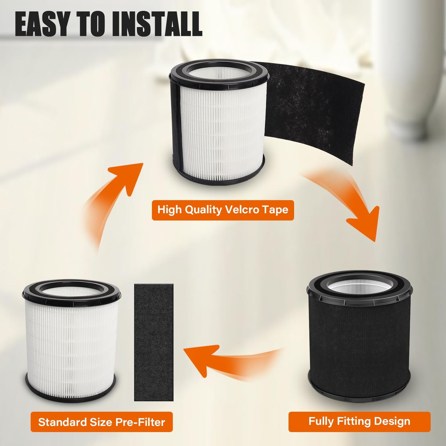 FLT4700 HEPA Filter M Replacement Compatible with Germ Guardian Air Purifier AC4700 AC4700BDLX AC4711 AC4625 AC4625BDLX FLT47CB4, H13 True HEPA + 4 Activated Carbon Filter Set