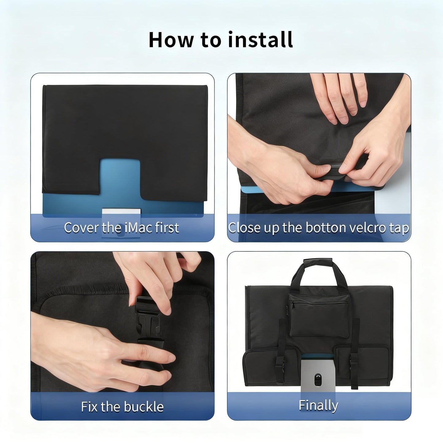 KISLANE Adjustable Travel Carrying Case for 24''~27'' Desktop Monitor(Universal), Protective Storage Bag for iMac Monitor Dust Cover with Carry Handle for 24 & 27 inch iMac Screen and Accessories(