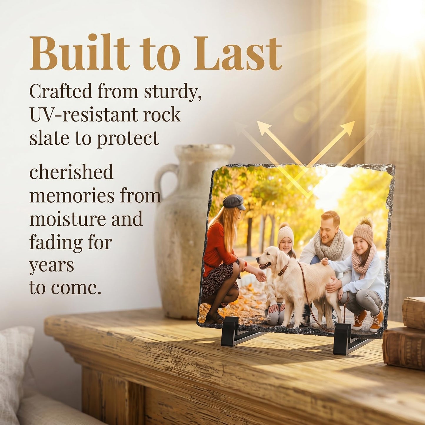 Nicunom 6 Pack 7.5 x 5.5 In Sublimation Blank Slate Rock Photo Plaque Frame with Display Stand, Personalized Rectangular Picture Stone Frame, DIY Gift for Easter Father's Day Birthday Wedding