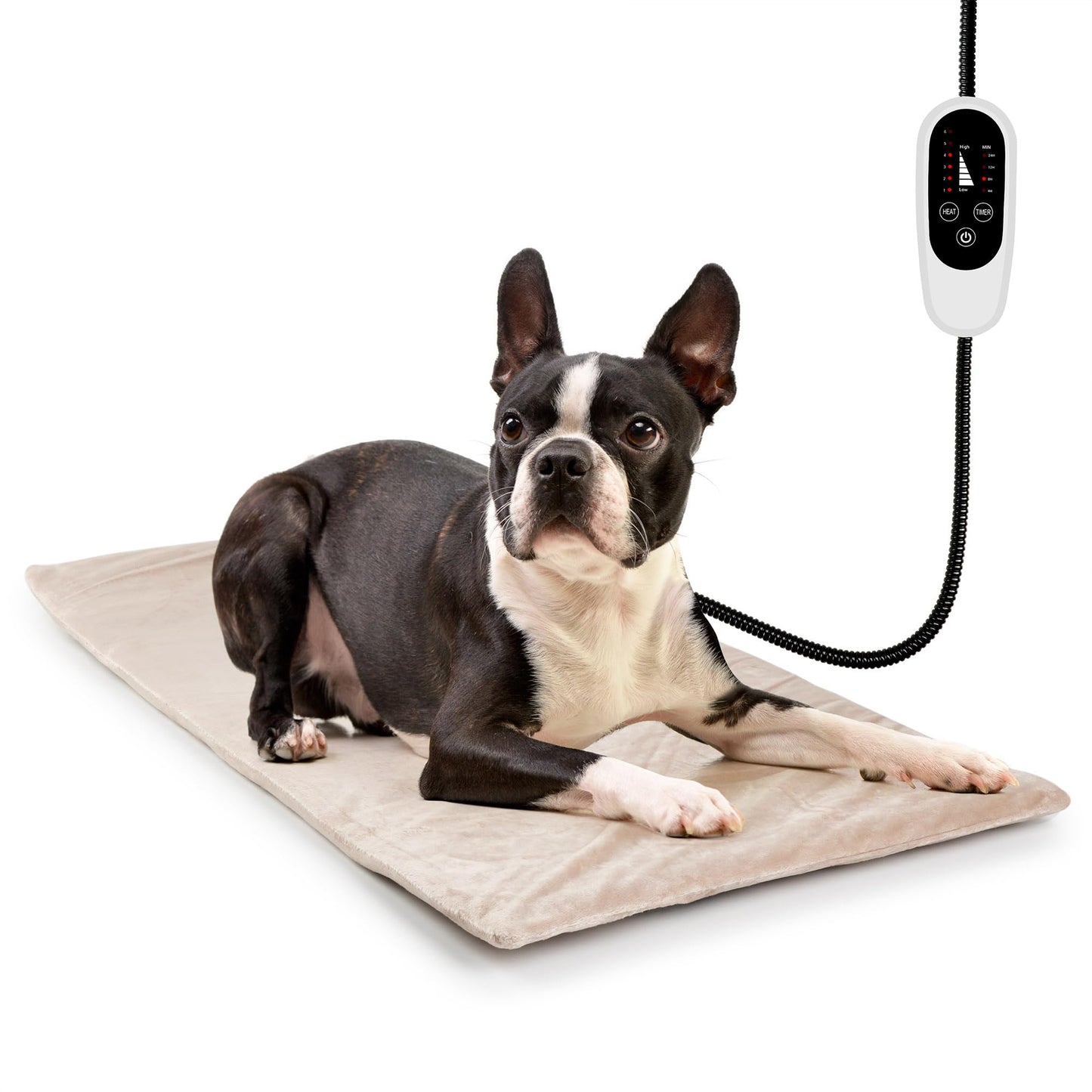 NICREW Dog Heating Pad, Temperature Adjustable Heated Dog Bed with Auto Shut Off Timer, Indoor Pet Heated Bed Mat for Cats and Dogs, 27.5 x 15.7 Inches, 75W