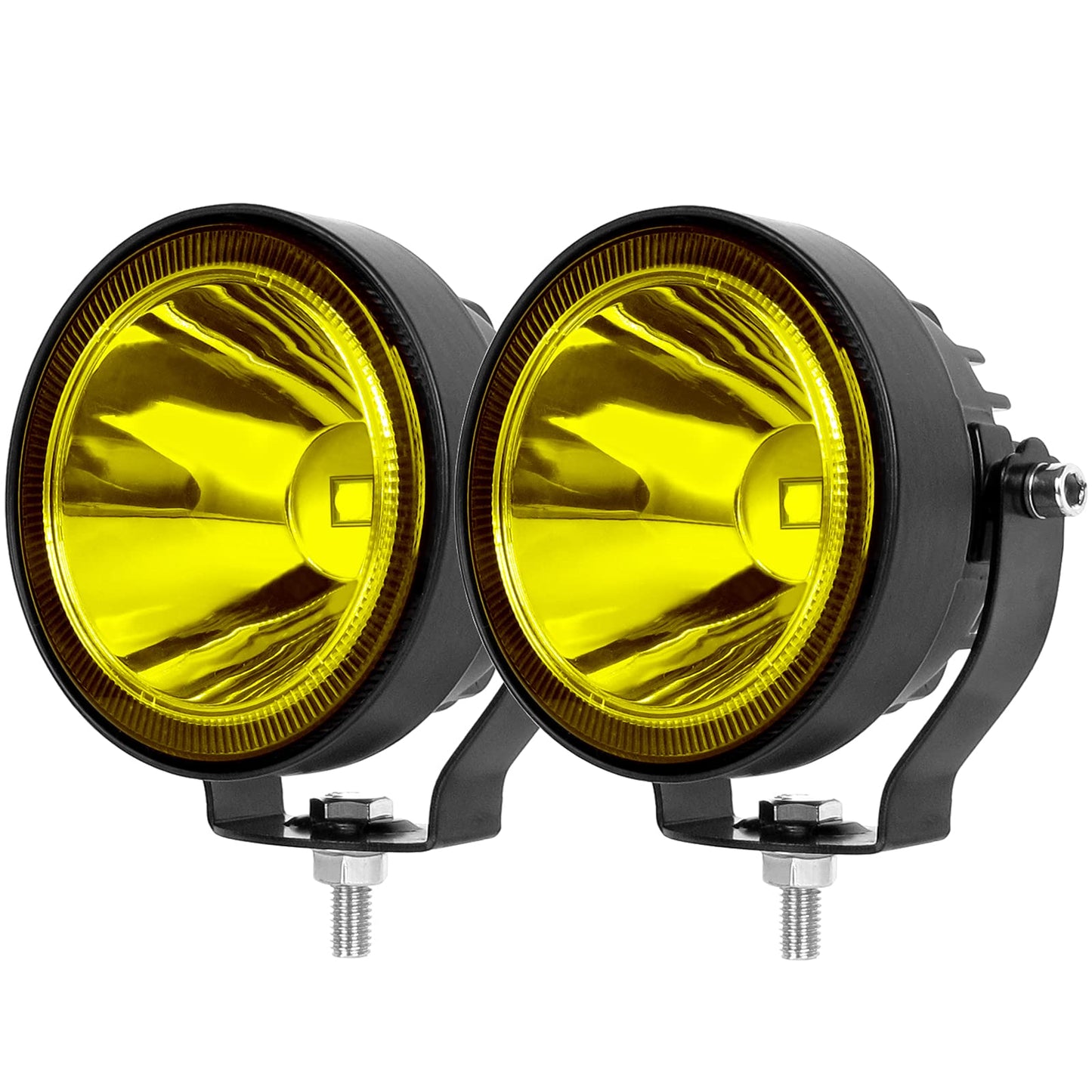 2Pcs 60W 4 Inch LED Pods for Off Road Trucks 4WD SUV Boat Auto Driving Fog Spot Lights Reverse Back up LED Working Lamp 12V 24V Yellow