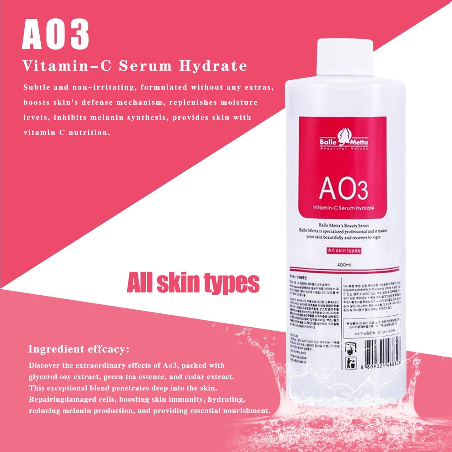 Aqua Peeling Solution for SPA Salon, 3 Bottle 400ml Skin Care Aqua Peel Serum, Small Bubble Solution, Hydro Facial Machine Solution for Cleaning Face