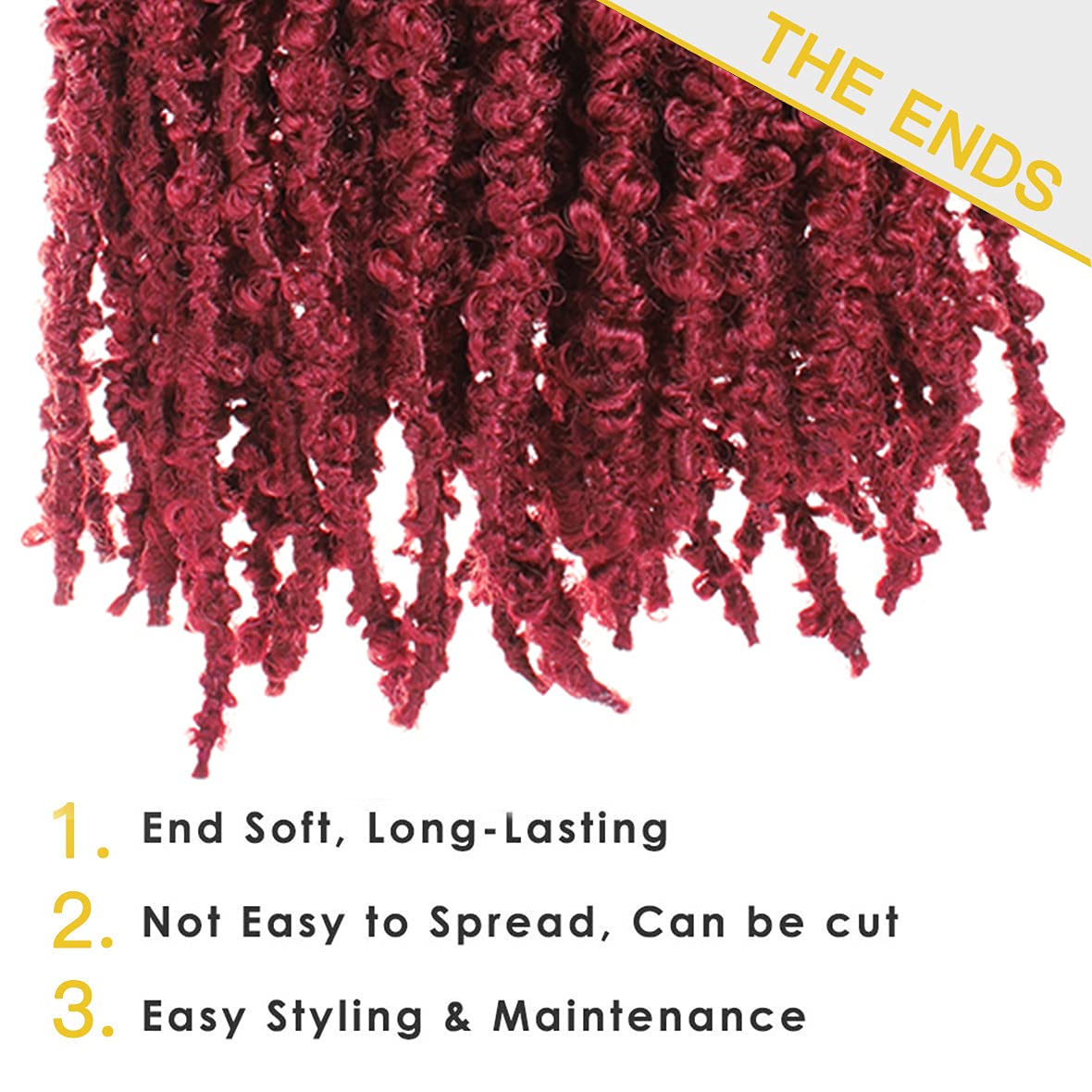 ZRQ 24 Inch Pre-twisted Butterfly Locs Crochet Hair 6 Packs Goddess Long Distressed Faux Locs Crochet Braids Hair Burgundy Pre-looped Messy Bohemian Butterfly Braids Hair BUG#