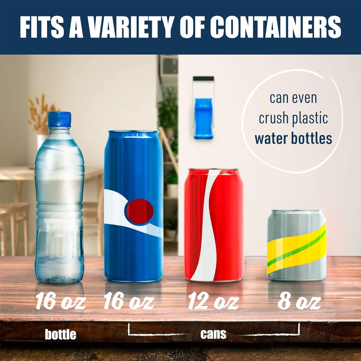 Mckay 16oz Metal Can Crusher Auto Recycling, Heavy-Duty Can Crusher Wall Mounted, Can Smasher for Aluminum Seltzer, Soda, Beer Cans and Bottles for Recycling, Gadgets for Home (Black)