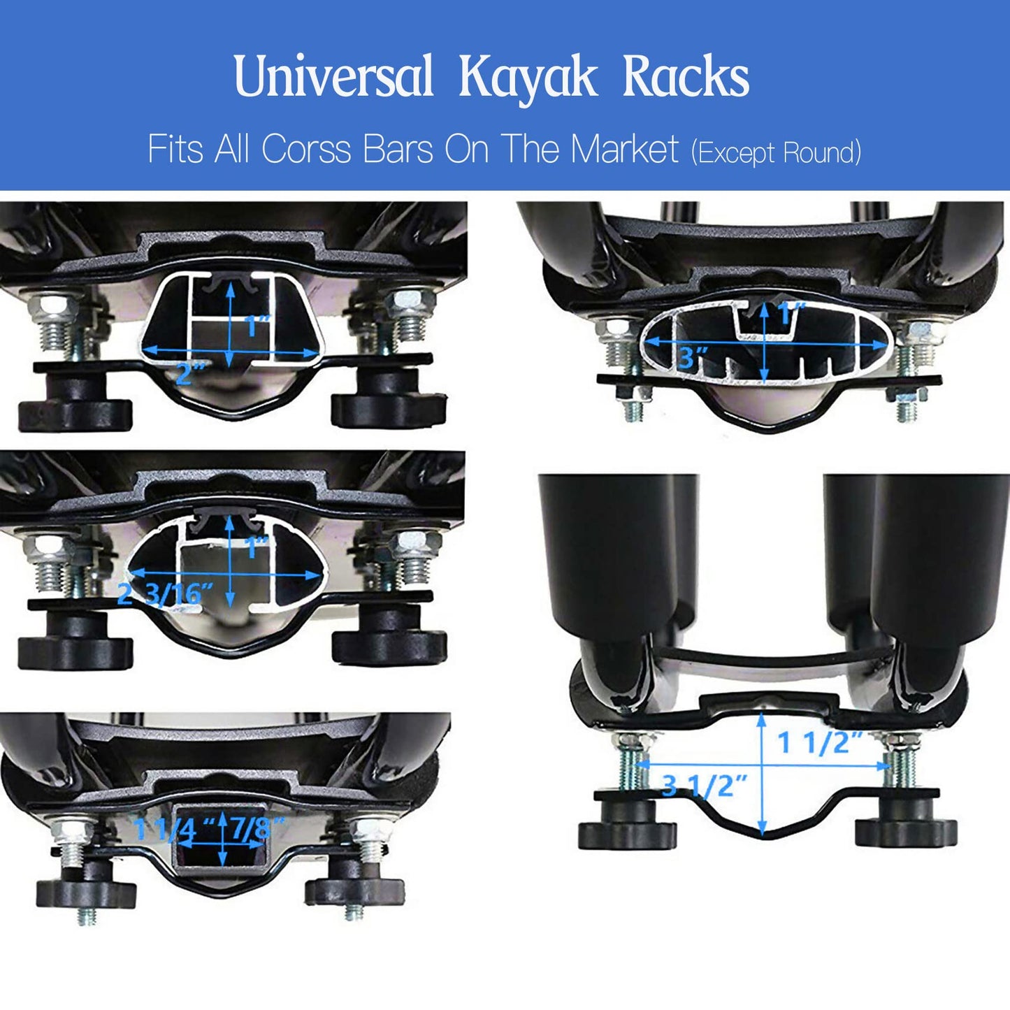 Telakeni Kayak Roof Racks Carrier Universal Cars Support Kayak Canoe Roof Rack (1 Pair)