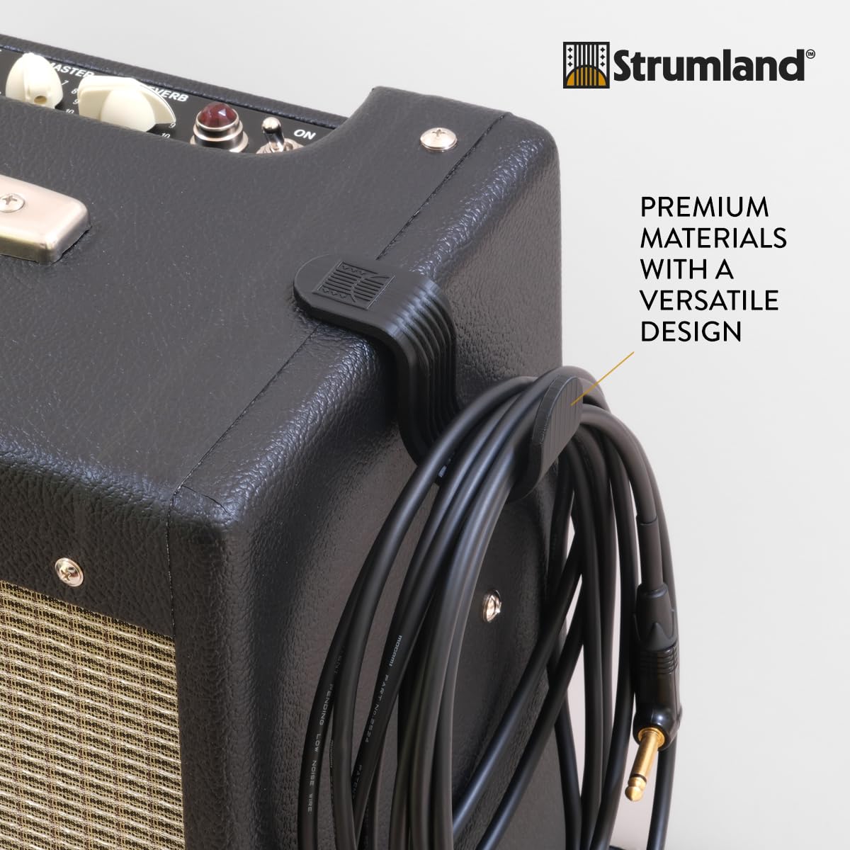Strumland Music Cable Organizer Set (2-Pack) – Peel-and-Stick Cable Hooks for Guitar, Instrument, and Studio Cables, Adhesive Backing for Desks, Amps, & Surfaces (Pitch Black)