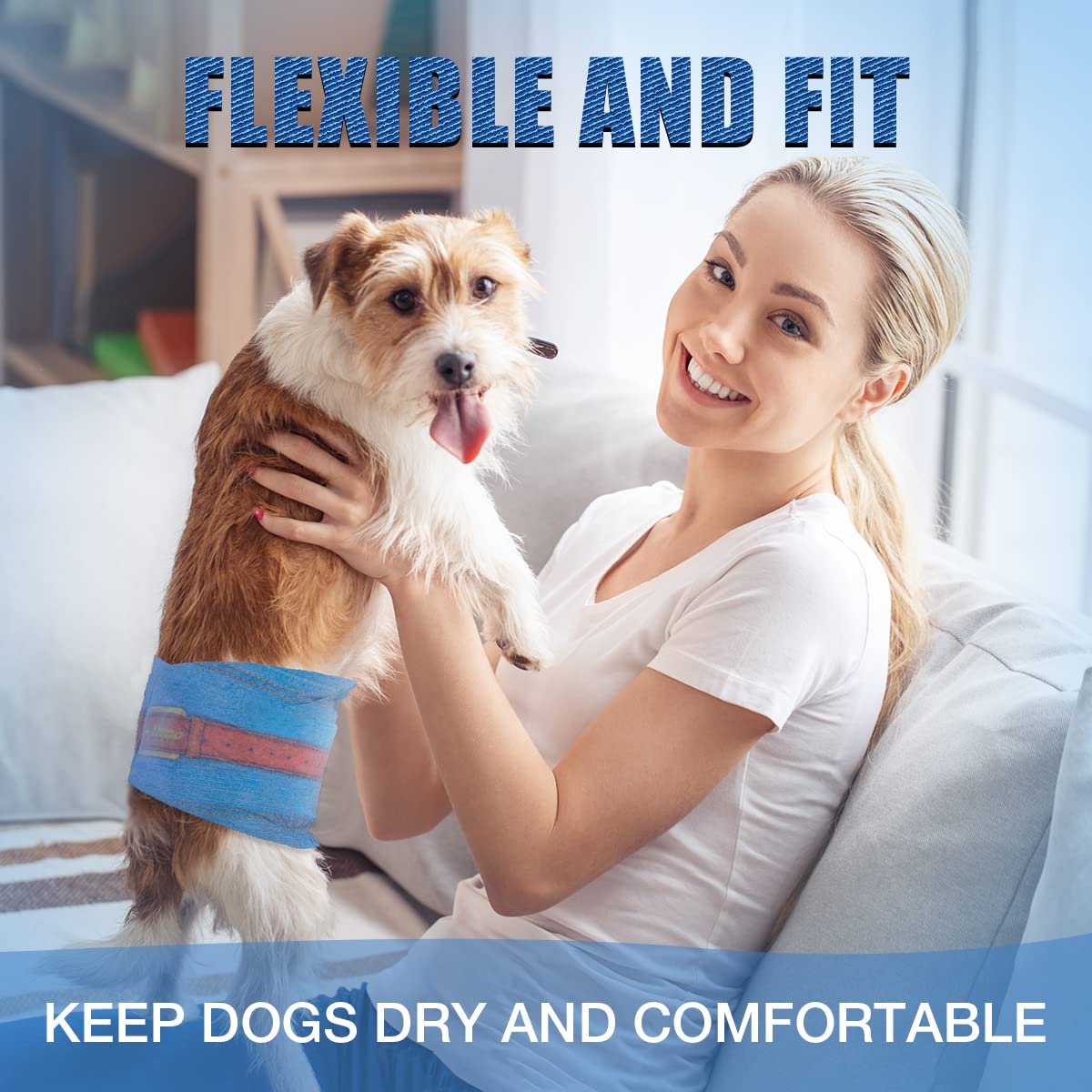 Dono Disposable Dog Diapers Male-Dogs Jeans Super Absorbent Soft Pet Diapers Doggie Wraps for Male Puppy Dogs, Leak Protection Excitable Urination or Incontinence