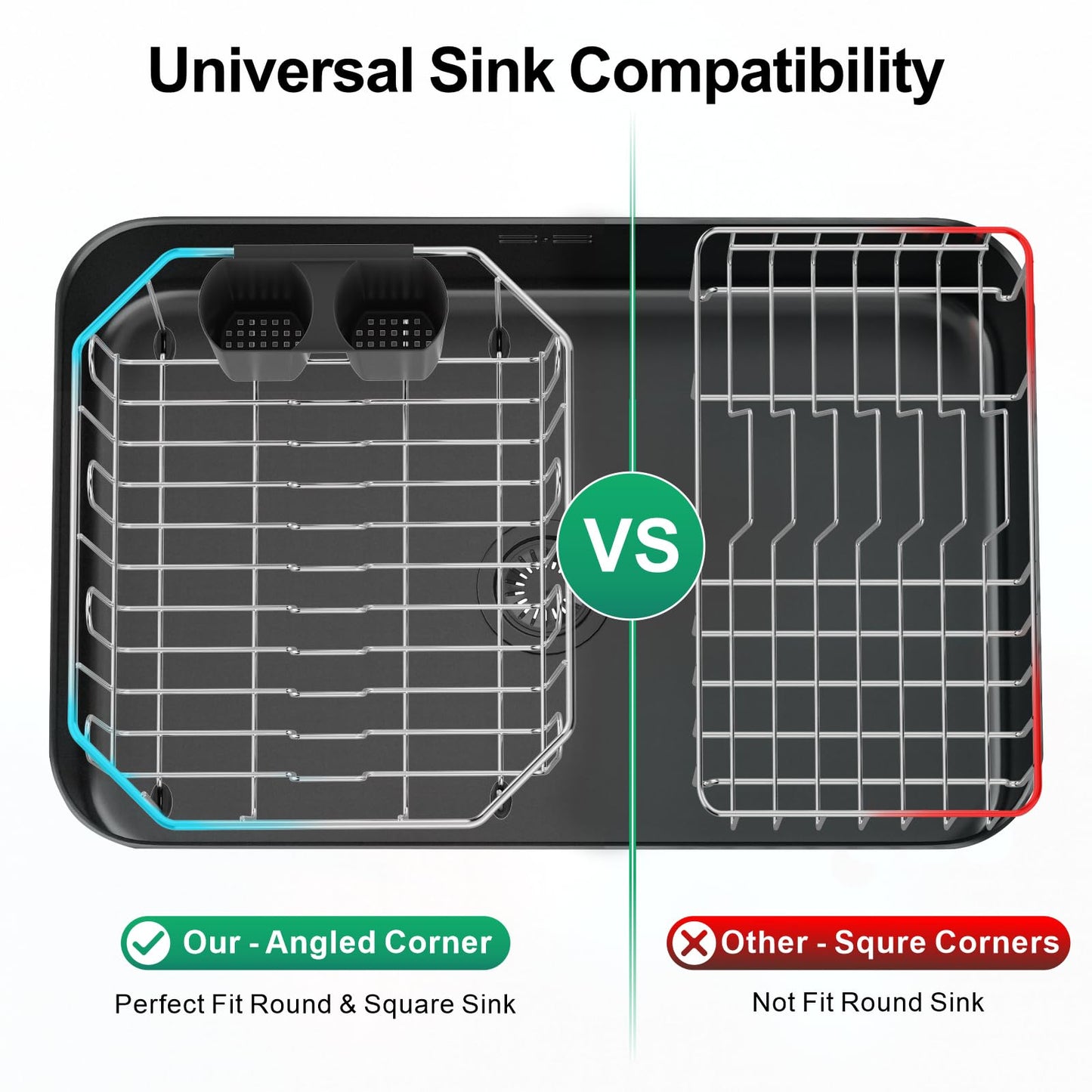 GSlife Small in Sink Dish Drying Rack - Stainless Steel Compact Dish Drainer for RV Kitchen Apartment Sink, 1–2 Person Households, 29.5 cm x 34 cm (11.6" W x 13.4" L), Silver