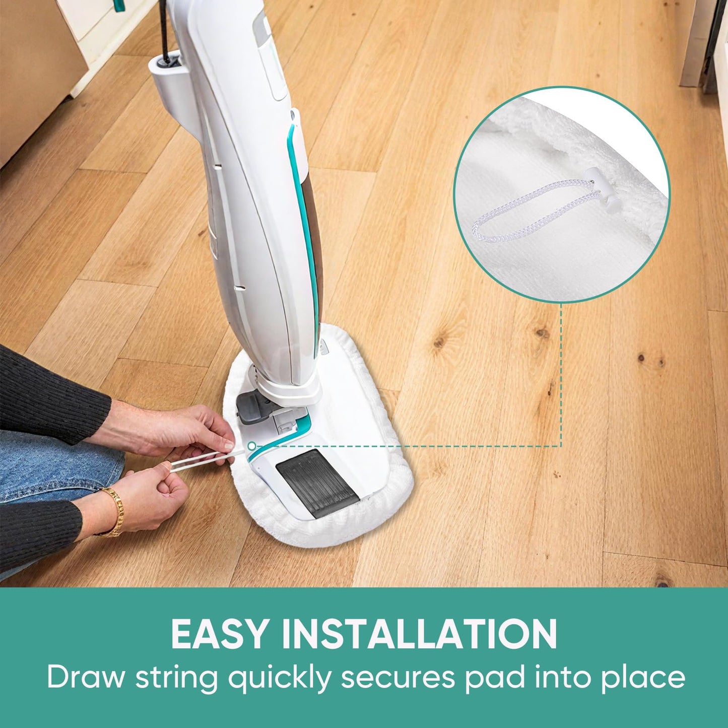 BIHARNT 6 Pack SMP01 Microfiber & Washable Steam Mop Pads Compatible with Kenmore SM2060 S200 Series Floor Cleaning Steam Mop (White)