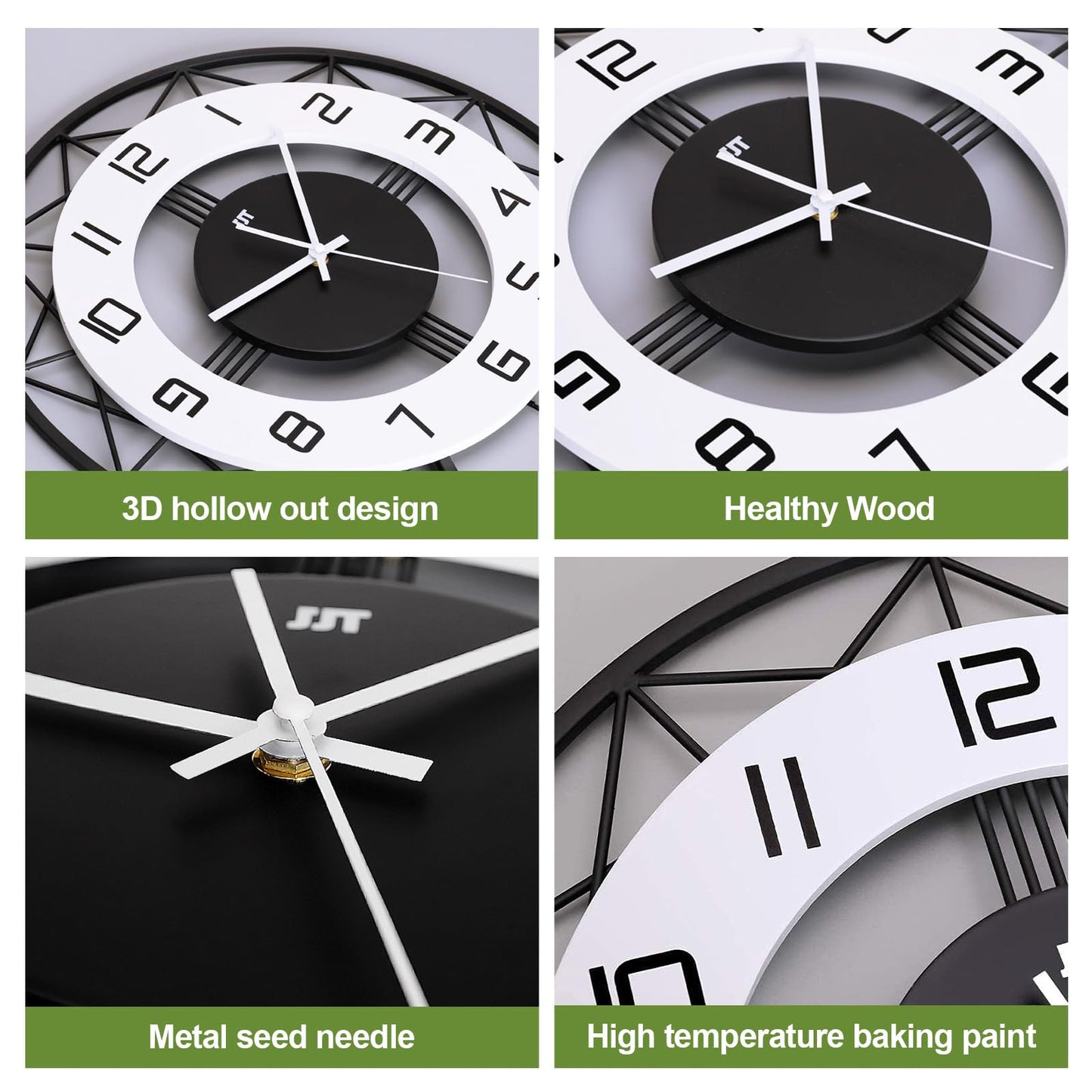 Large Pendulum Modern Wall Clock, Decor Big Silent Non Ticking Battery Operated 17 Inch Wall Clock for Living Room Bedroom Office Indoor Home Decorative