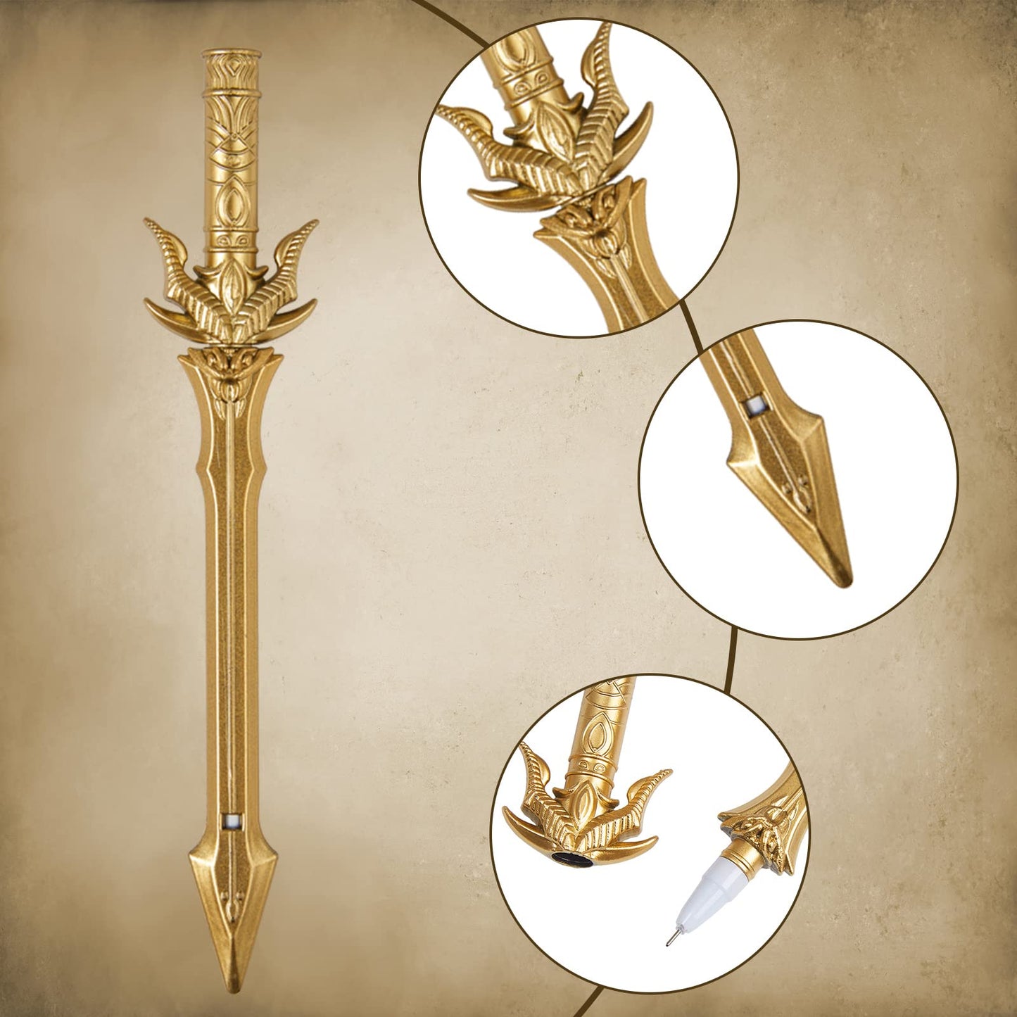 Yexiya 24 Pack Ancient Sword Pens Set Gel Ink Novelty Fun Cool Sword Plastic Gel Ink Cool Pens for Christmas Birthday Party Presents and Writing Random Style