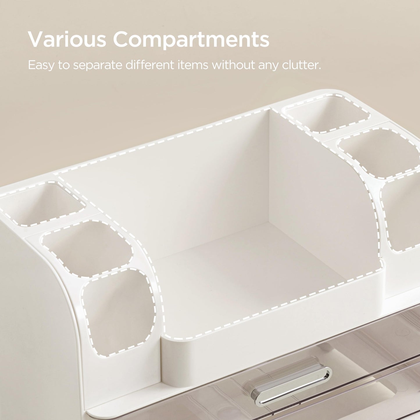 HBlife Makeup Organizer for Vanity with Brush Holder, Large Bathroom Countertop Cosmetic Organizer Skin Care Storage, Easy to Store Lipsticks, Nail Polishes, Perfumes, Eyeshadow Palettes, White