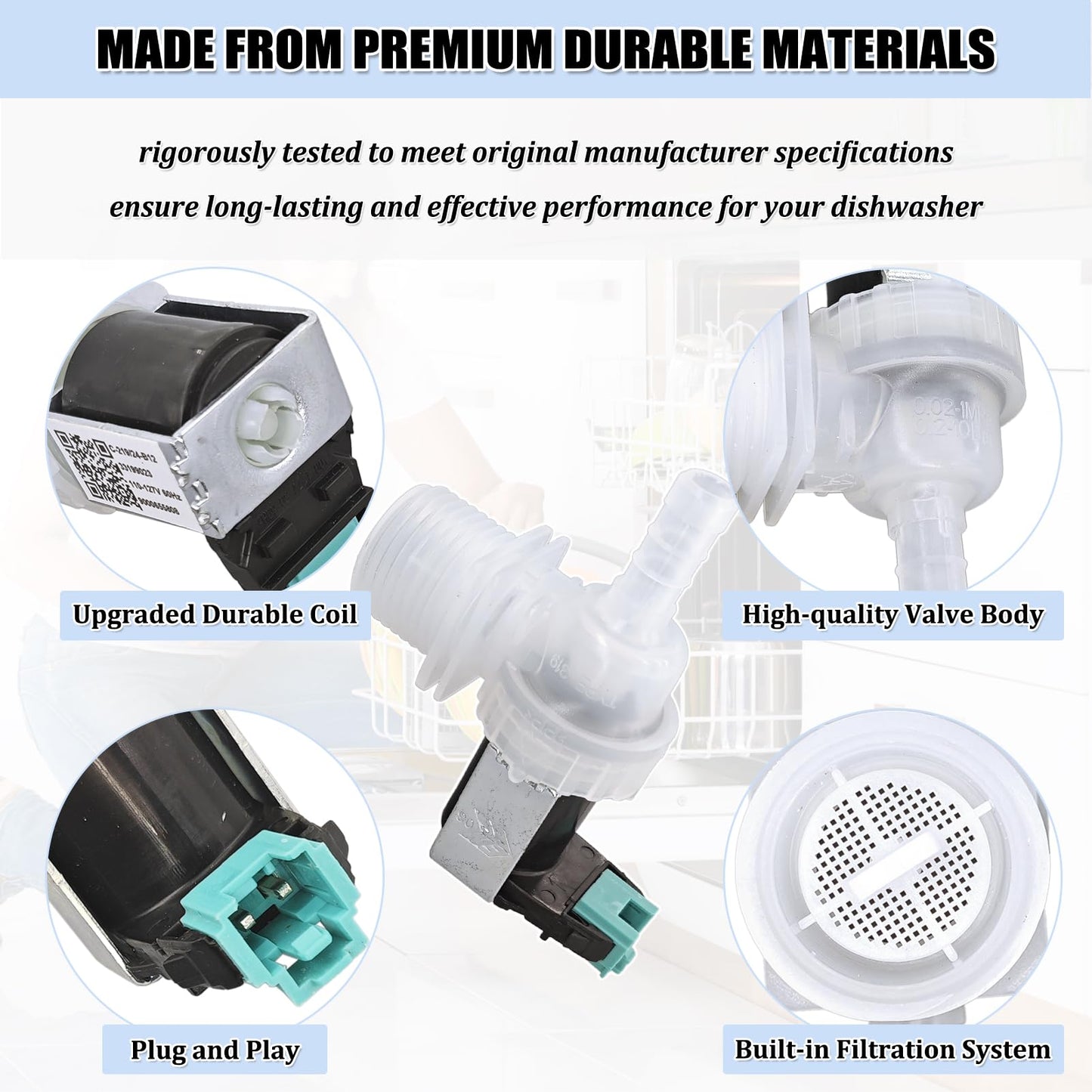 00628334 10023852 Dishwasher Water Inlet Valve - Dishwasher Water Valve Replacement Parts 33199023, 628334, 9000655808