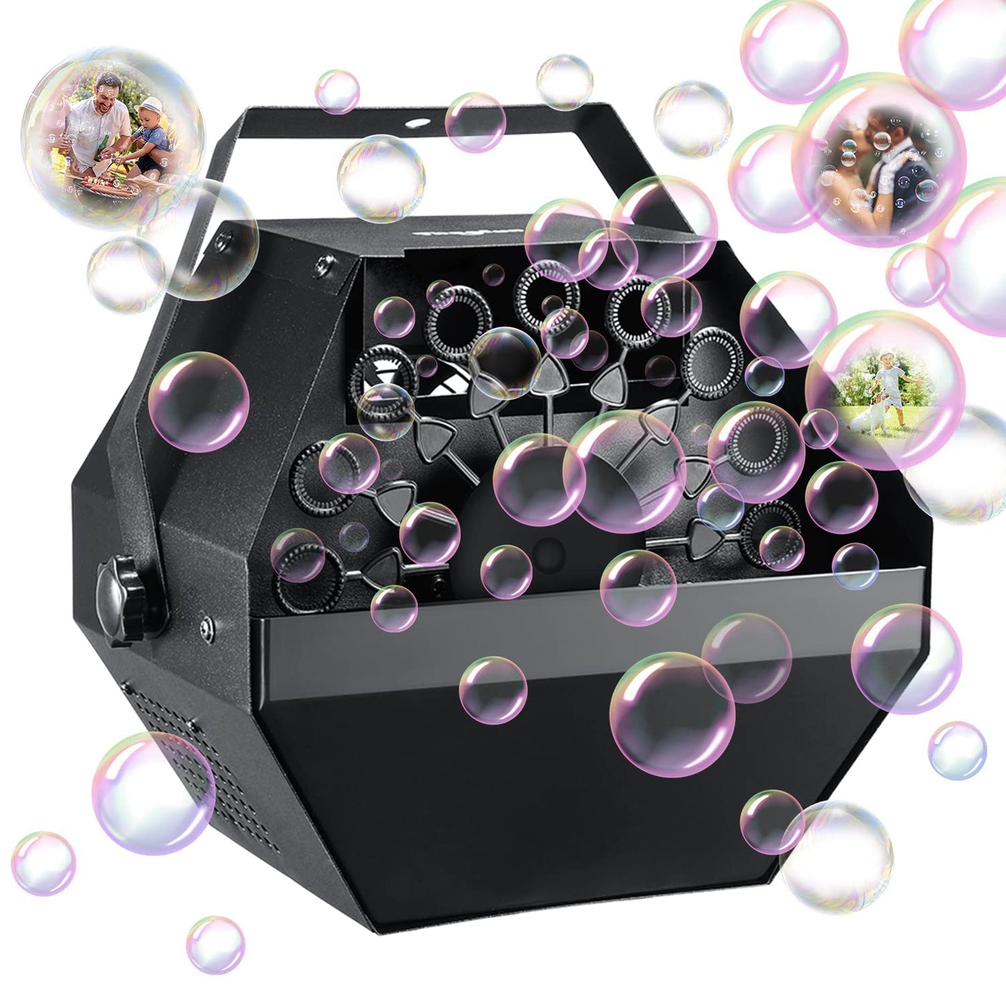 Theefun Bubble Machine: 750ML Metal Automatic Bubble Maker, Portable Professional Bubble Blower Operated by Plug-in Bubble Machine for Parties Weddings, Black