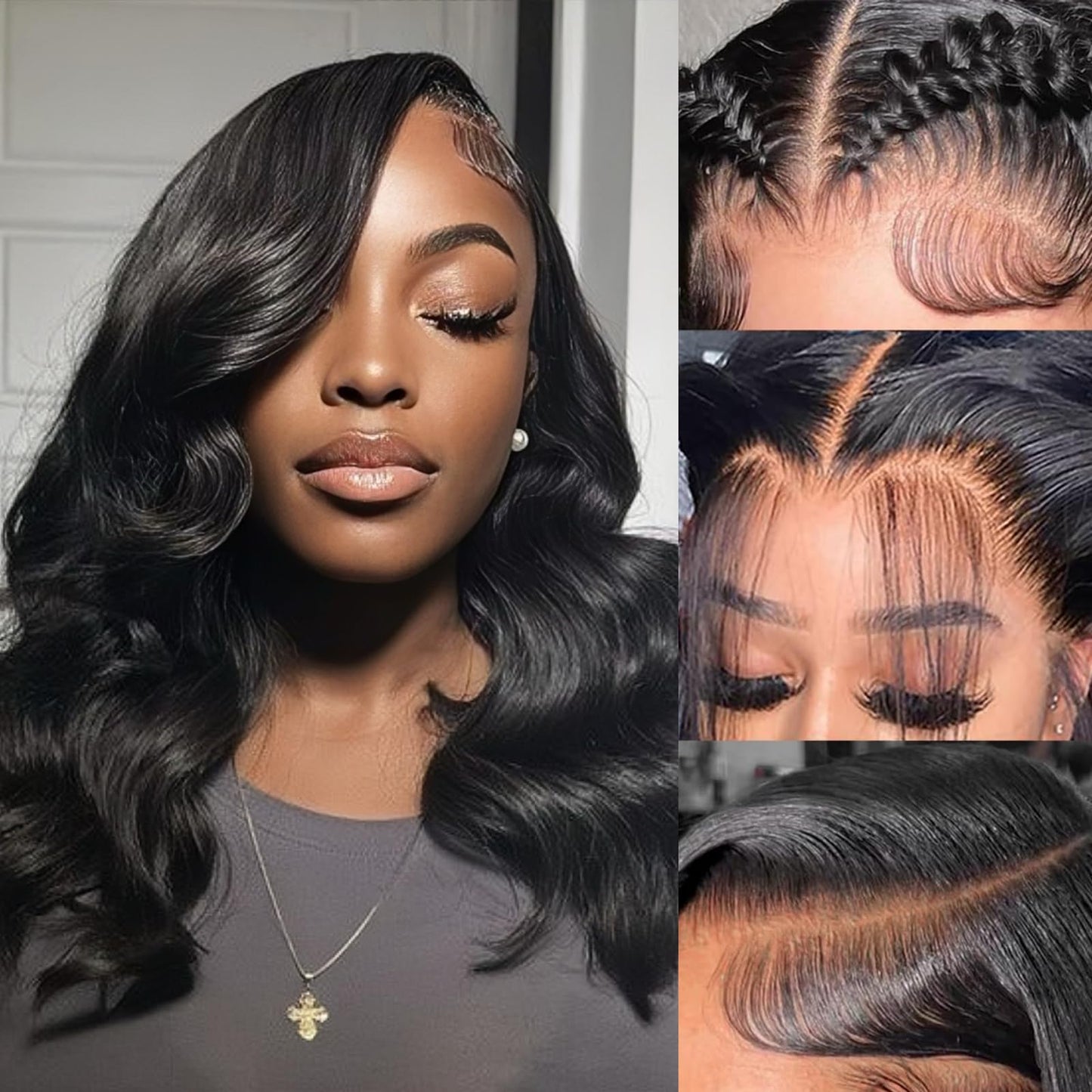 13x6 HD Lace Frontal Wig Human Hair Body Wave 180% Density Lace Front Wigs Human Hair Perruque Femme Humain Naturel 20 Inches Natural Black